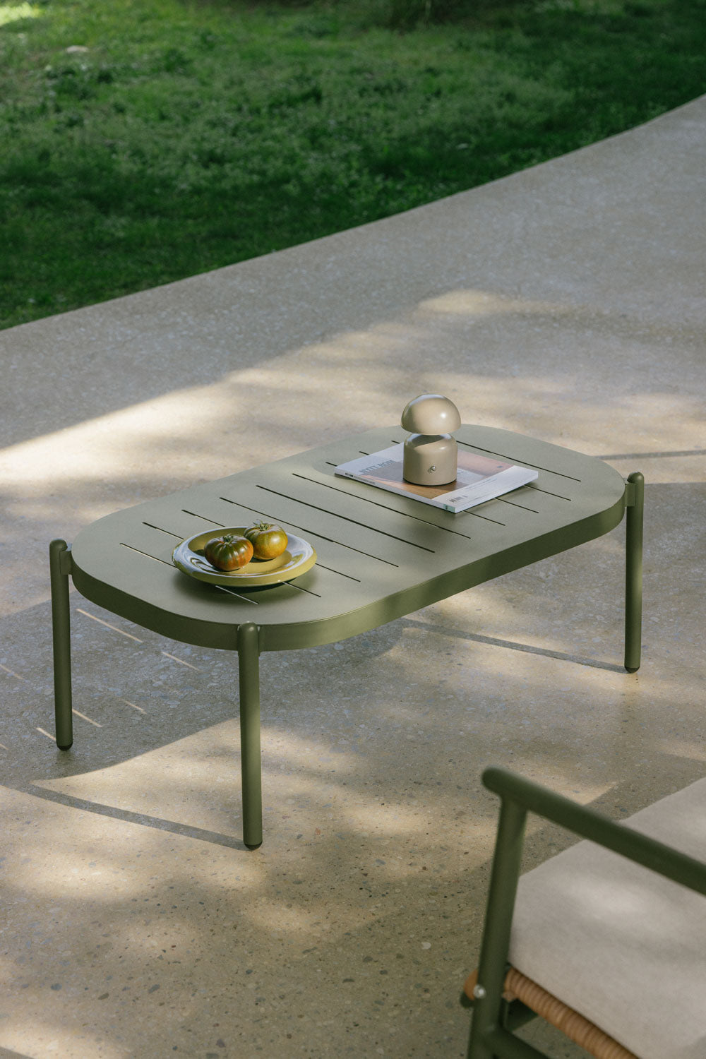 Rectangular outdoor table RATANO, aluminum, olive green