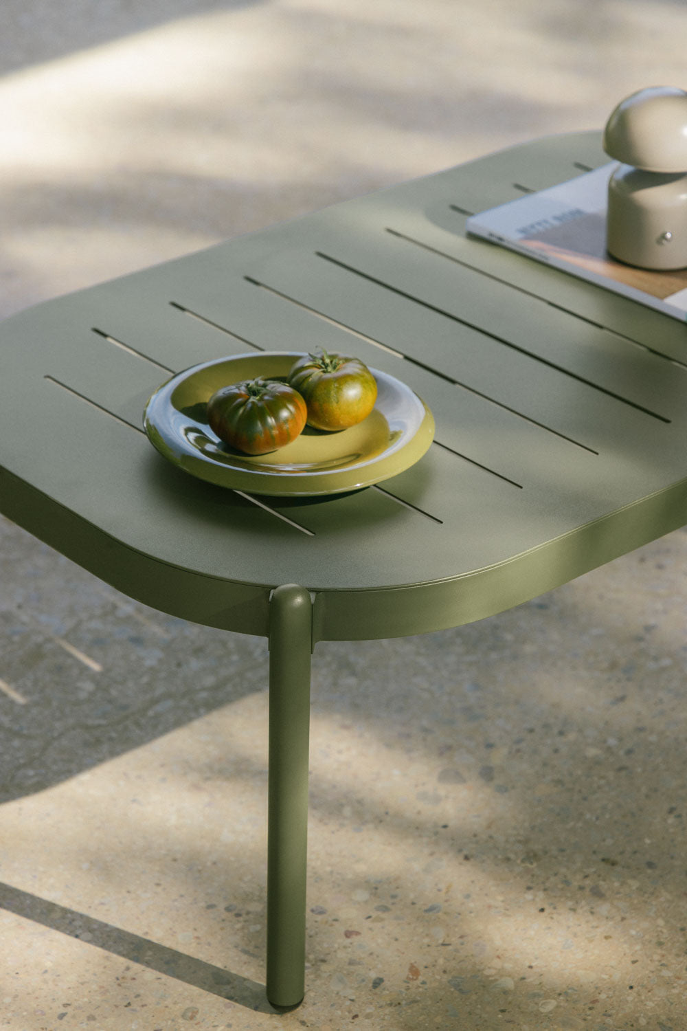 Rectangular outdoor table RATANO, aluminum, olive green
