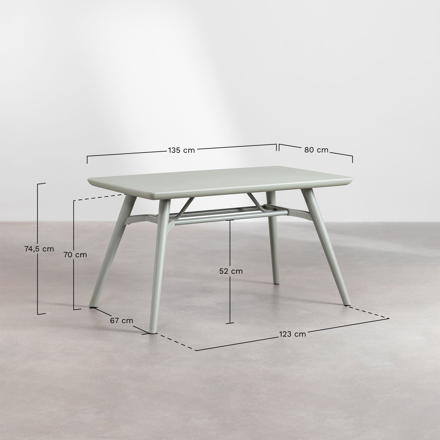 Stalas SKANDA, 135x80 cm, polipropilenas, smėlio balta