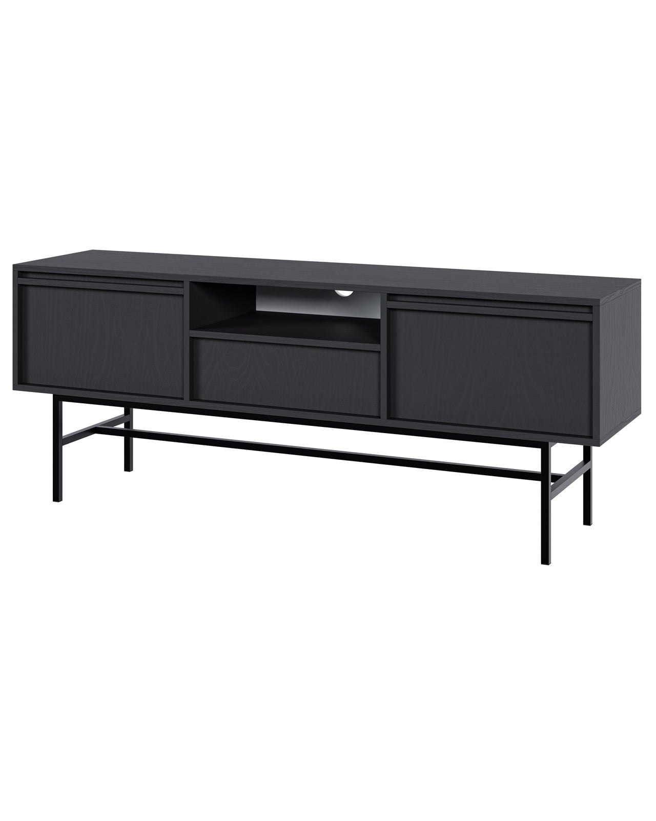 TV staliukas EVO, juoda, su rėmu