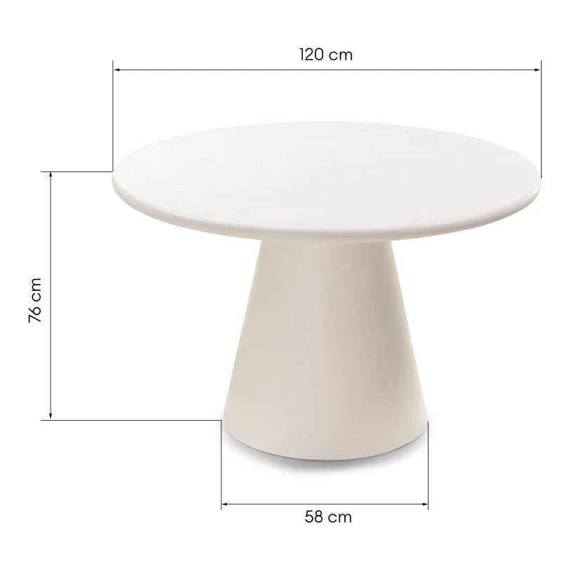 Valgomojo stalas AURORIA 120 cm, kreminė