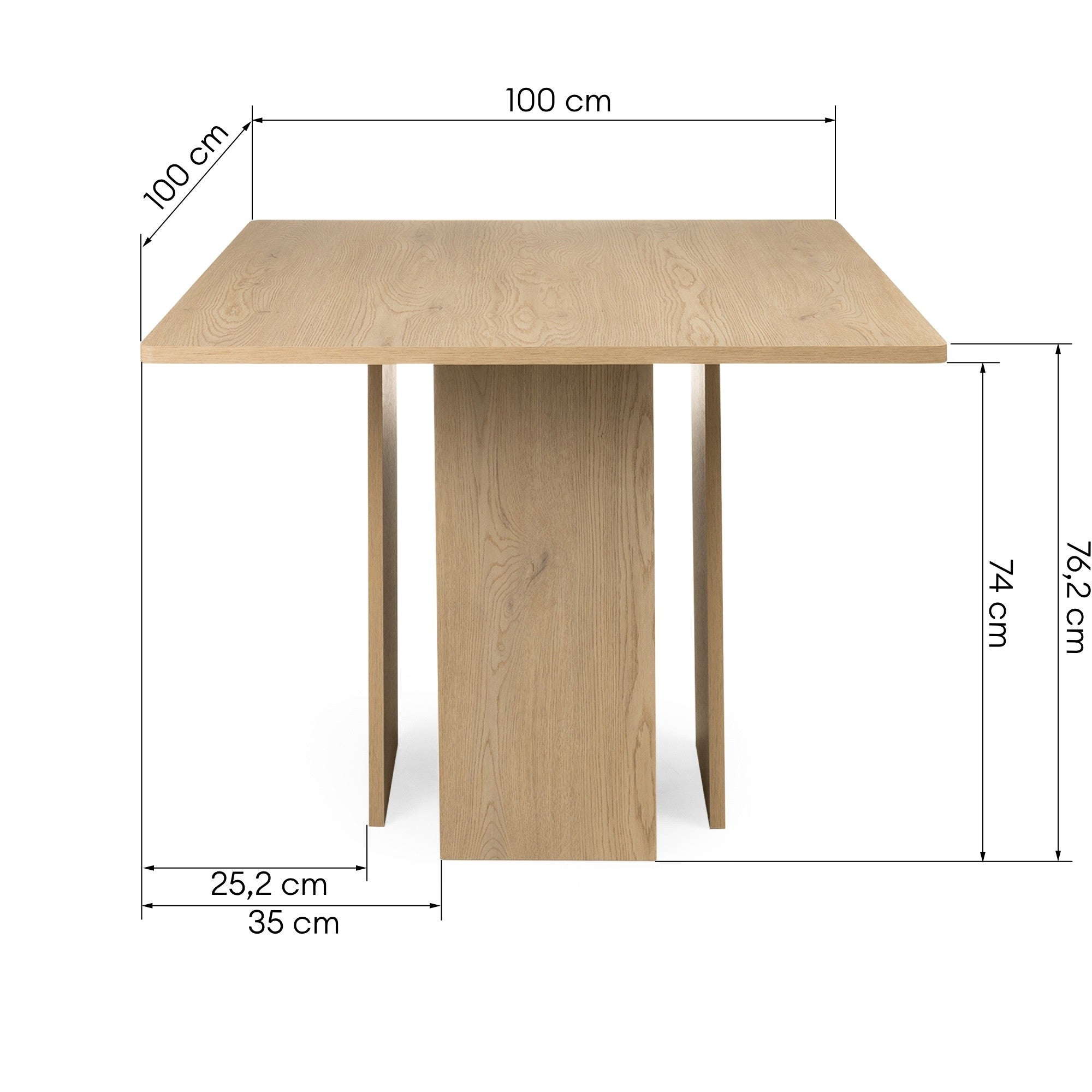 Kvadratinis stalas FACILE, ąžuolo Cremona, 100 cm