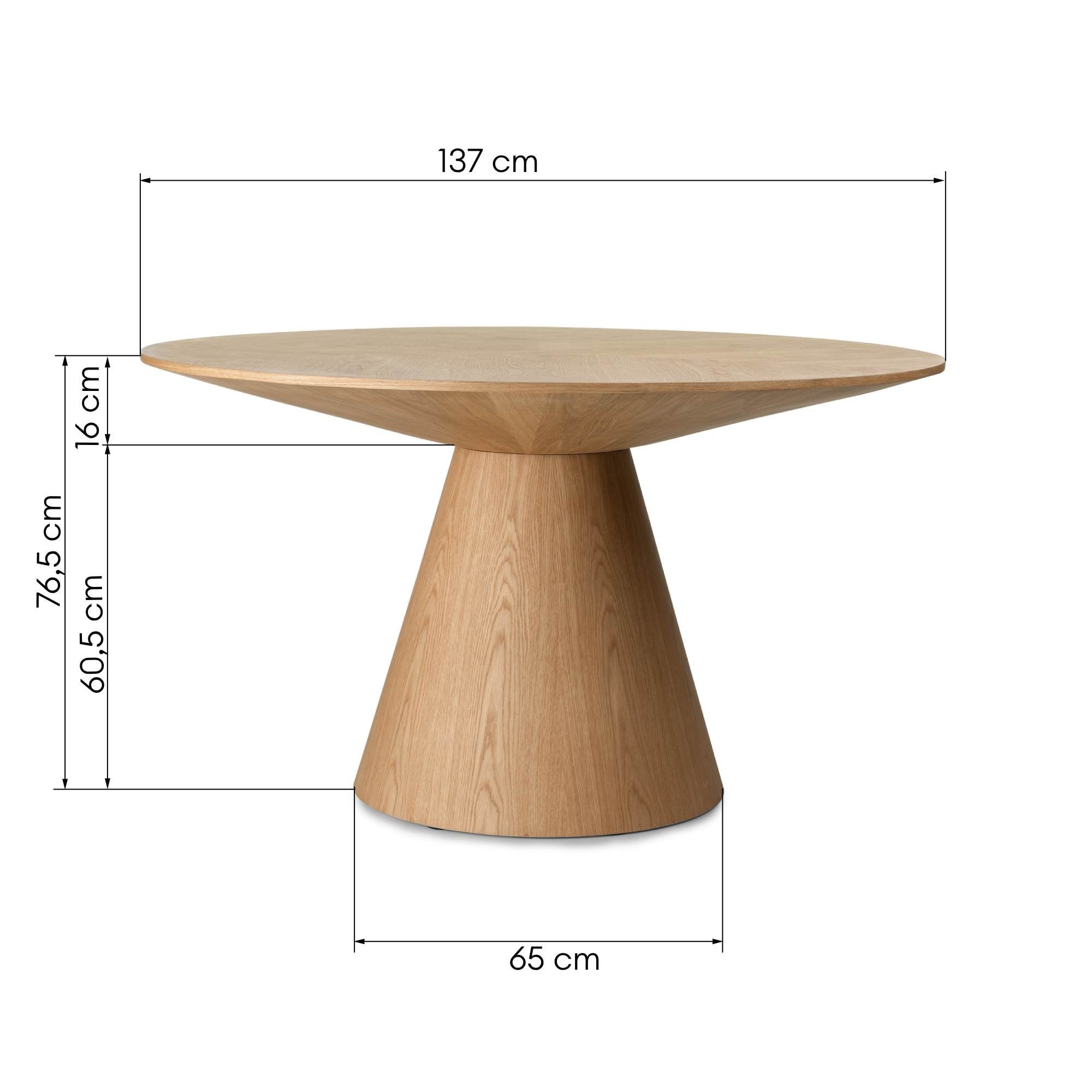 Valgomojo stalas HAVRE, ąžuolo faneravimas, 137 cm