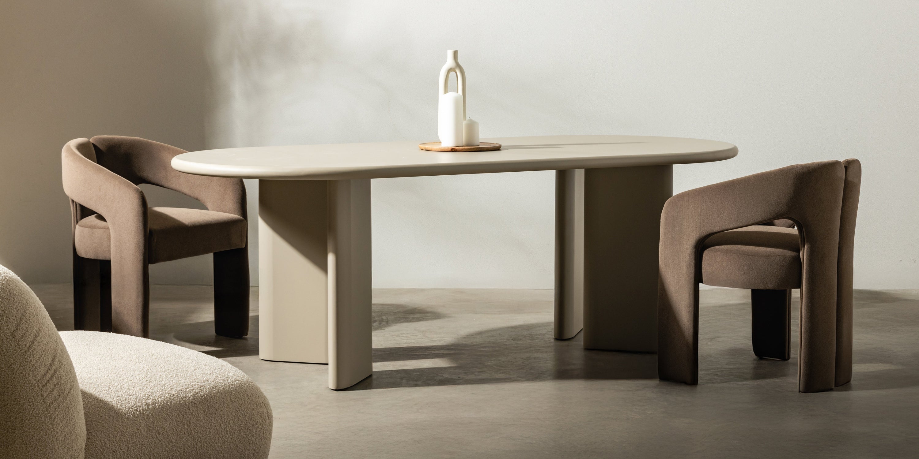 LAMOUR oval dining table, dark beige, 220 cm