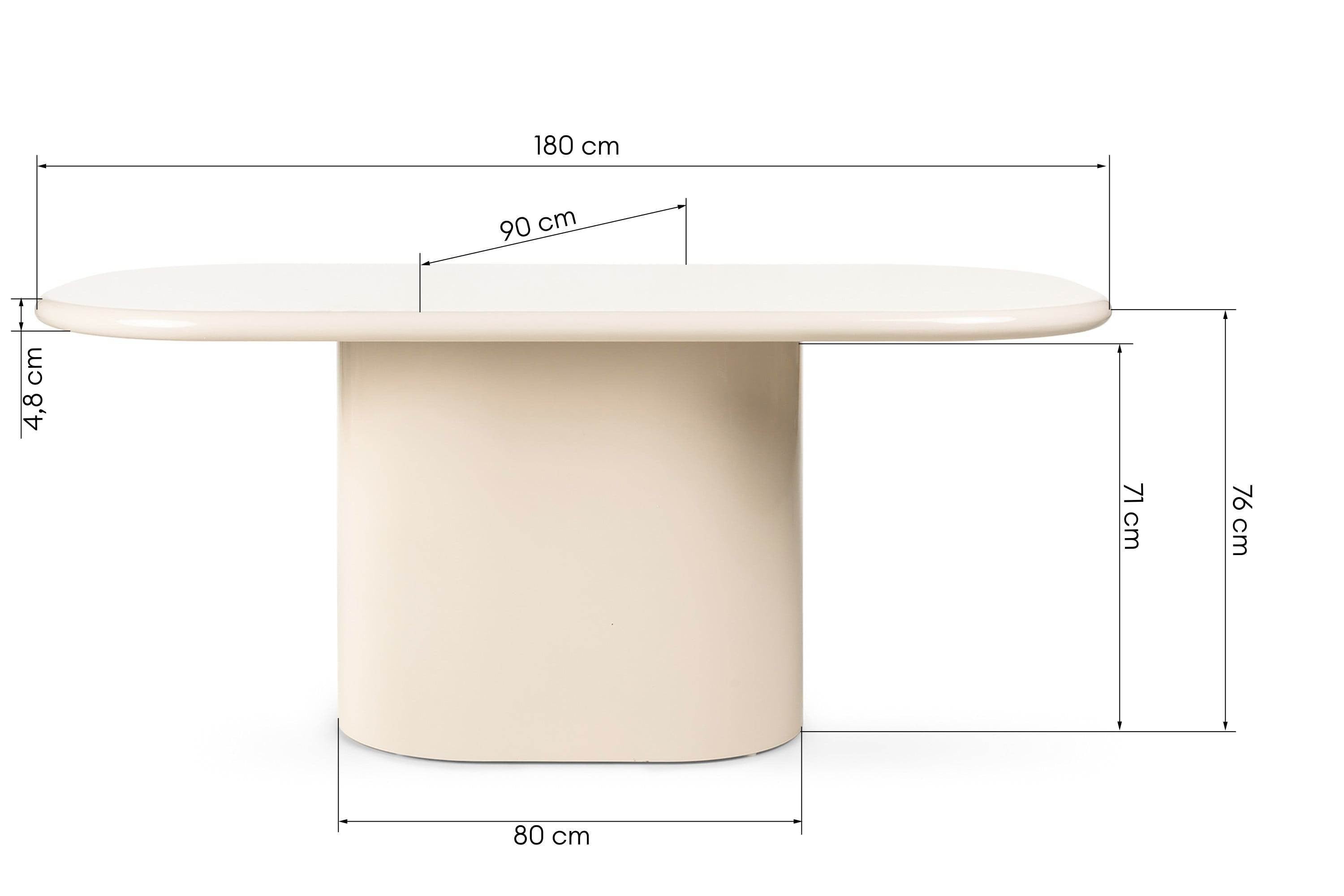 Ovāls pusdienu galds MITERA, spīdīgs, 180 cm