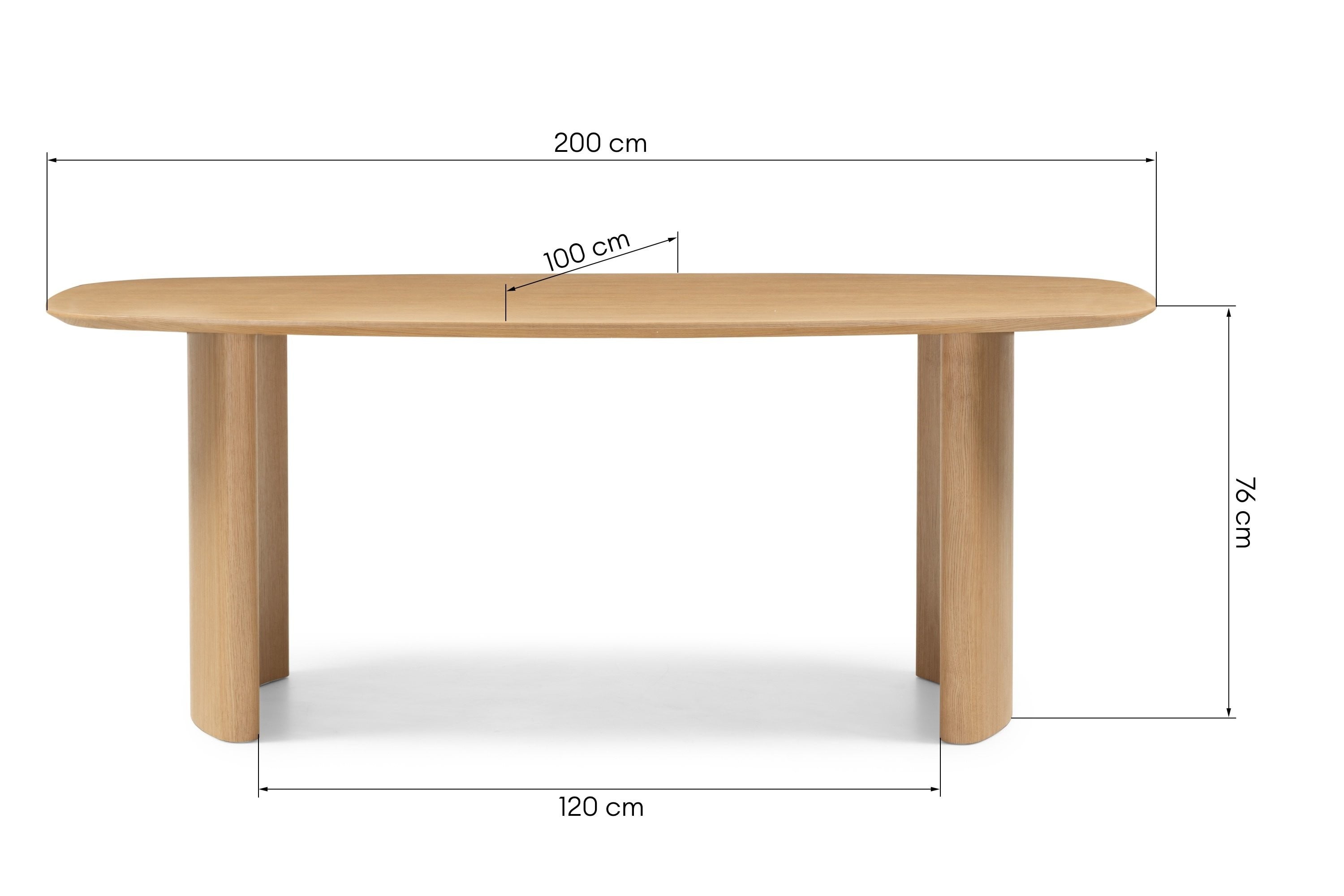 Ovalus valgomojo stalas PATINE, ąžuolas, 200 cm