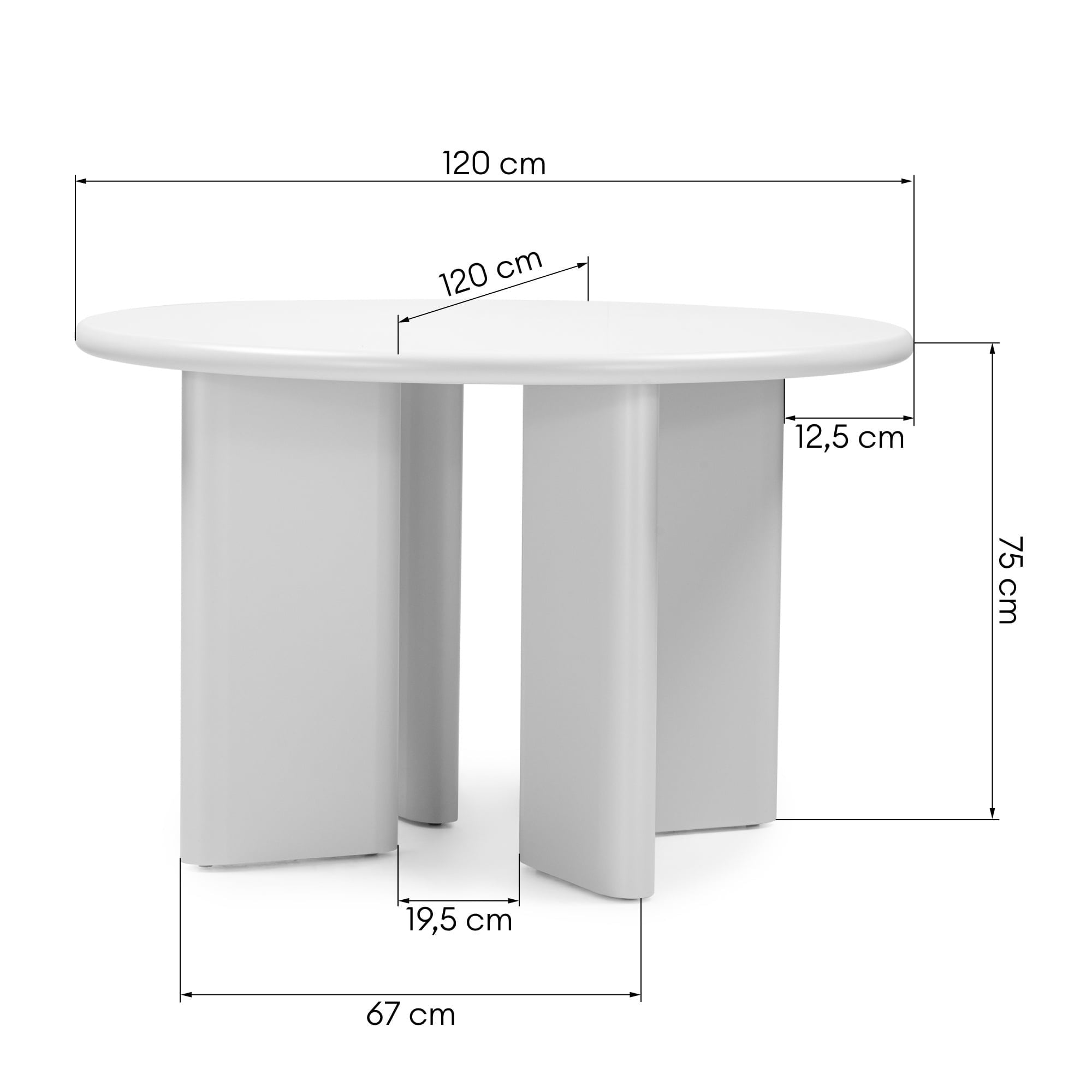 Apaļš pusdienu galds RESTON, pelēcīgi smilškrāsas, 120 cm