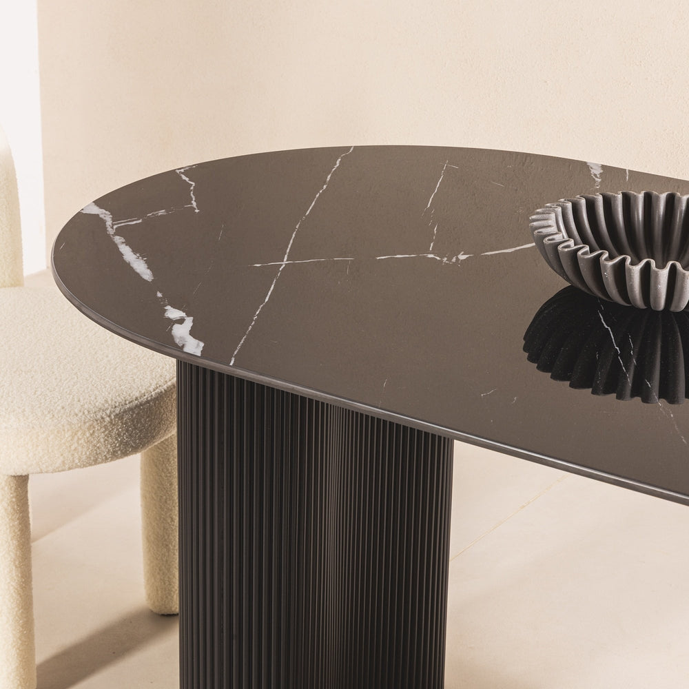 Oval dining table SEREIN, black spiek marble
