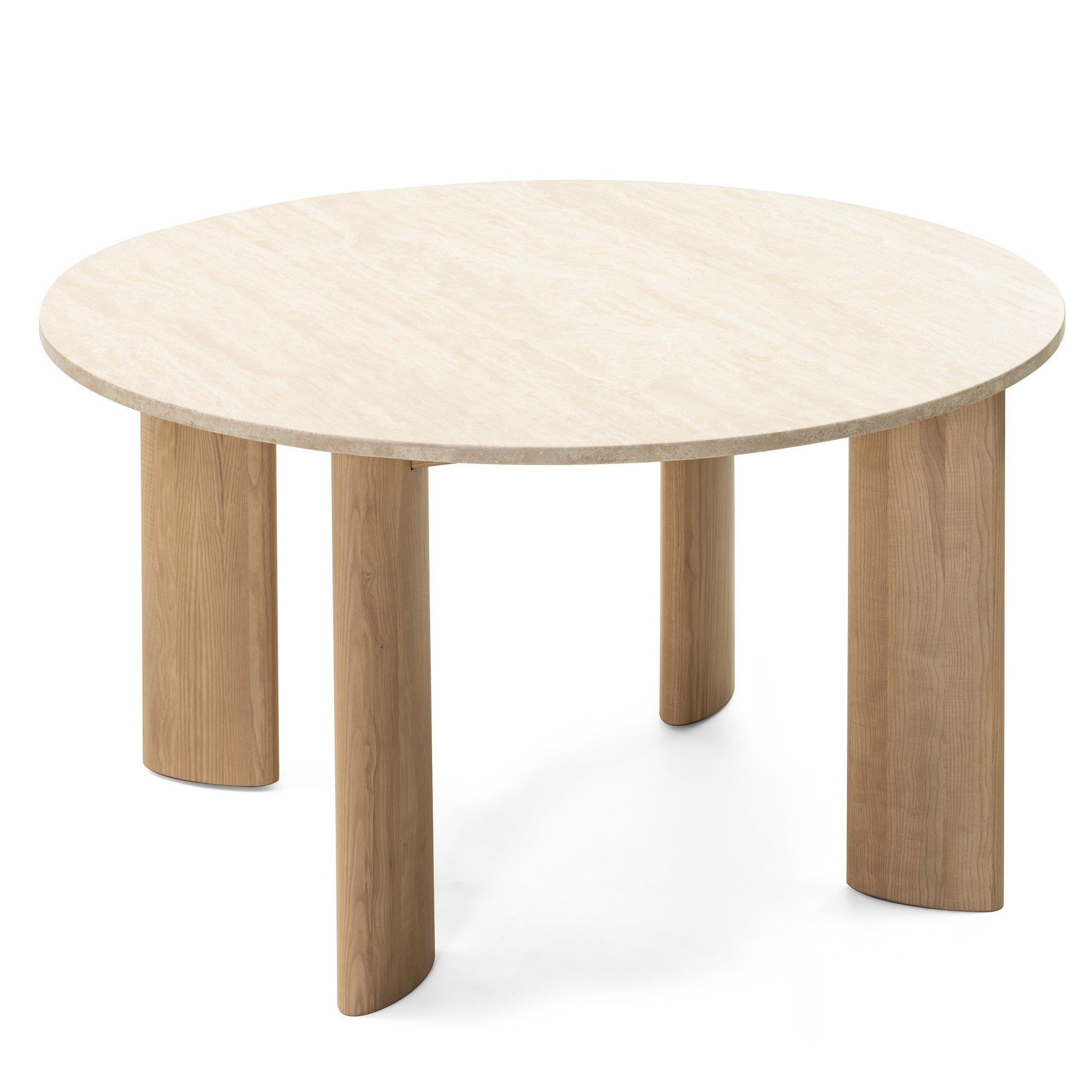 Apaļais ēdamgalds SERINE, travertīns/osis, 130 cm