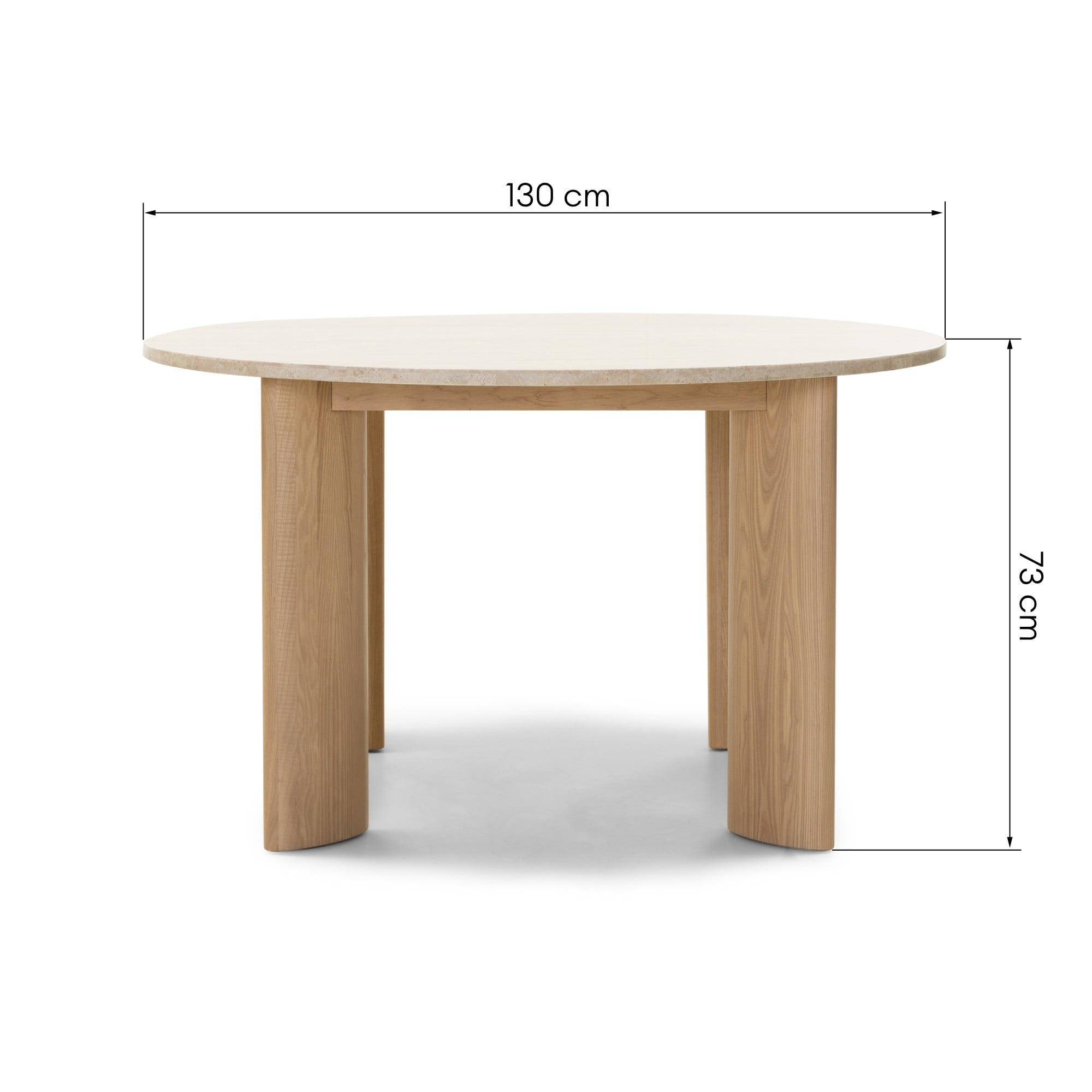 Apaļais ēdamgalds SERINE, travertīns/osis, 130 cm