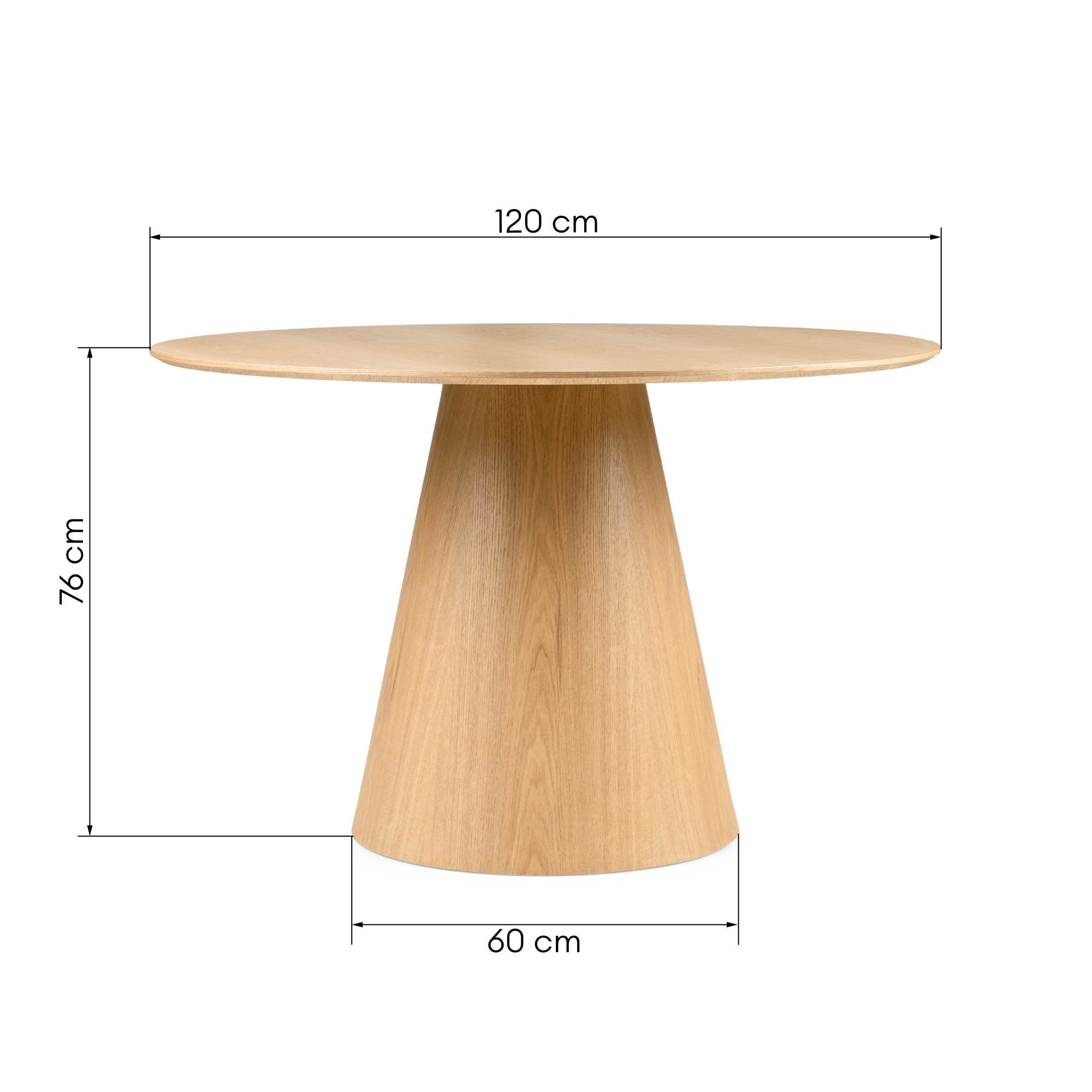 Apvalus valgomojo stalas ZAGARE, uosio faneravimas, 120 cm