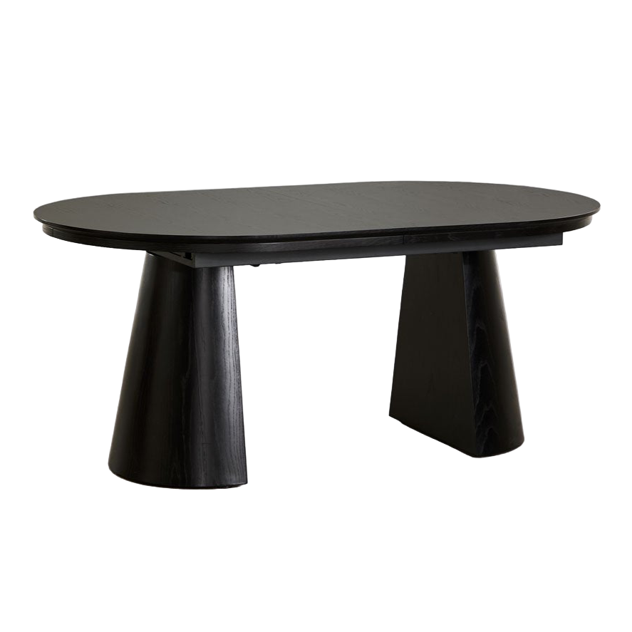 Stalas MONTANA, ovalus 180–240×105 cm, juoda