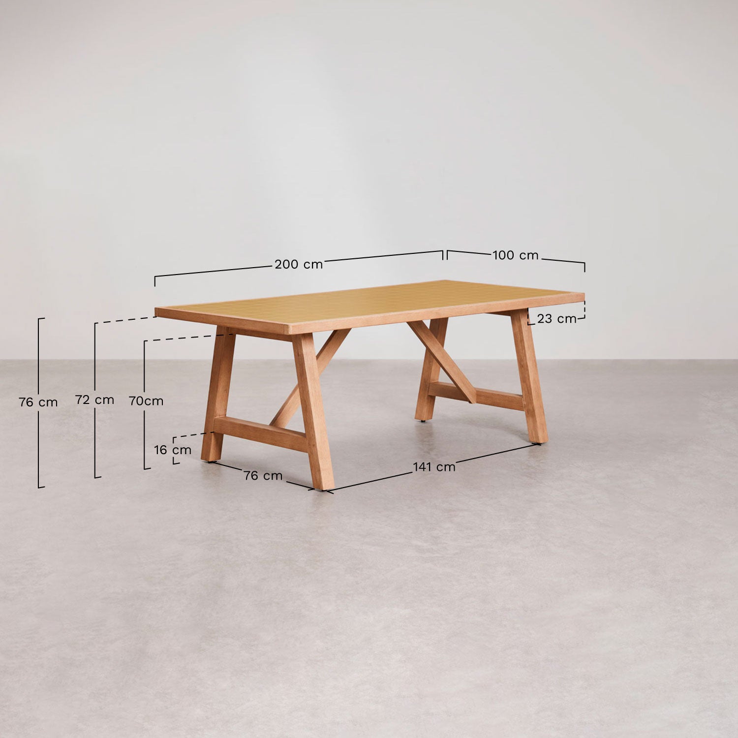 Lauko stalas DEXTER, 200x100 cm, žalvarinis