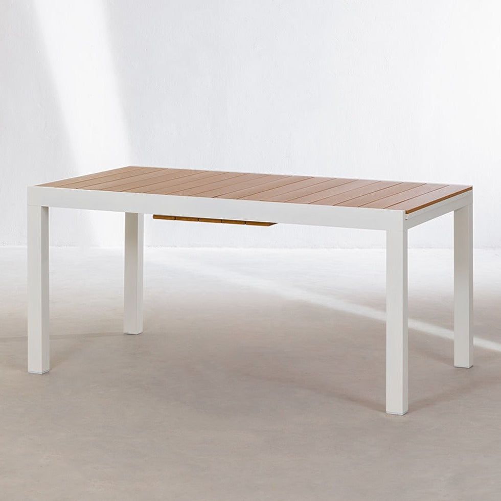 Lauko stalas SAURA, prailginamas, aliuminis, balta spalva, 150-197x90 cm