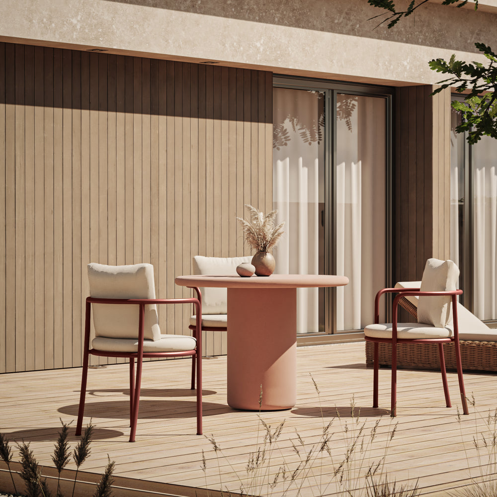 Apvalus lauko stalas CALION, terakota, 100 cm