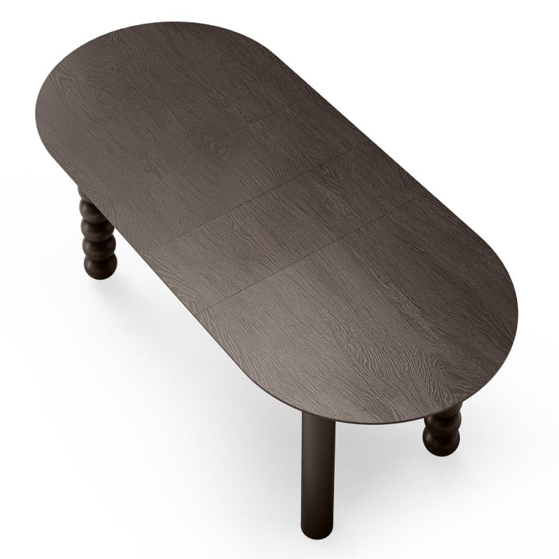 Išlankstomas ovalus stalas ROTONDA 140-200 cm, riešutas