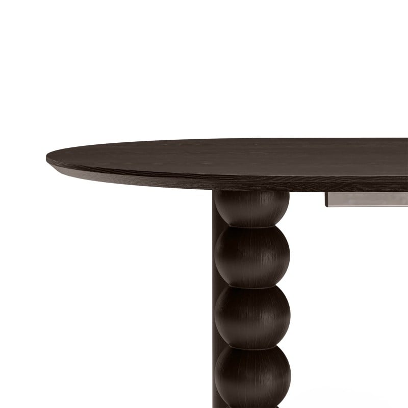 Išlankstomas ovalus stalas ROTONDA 140-200 cm, riešutas