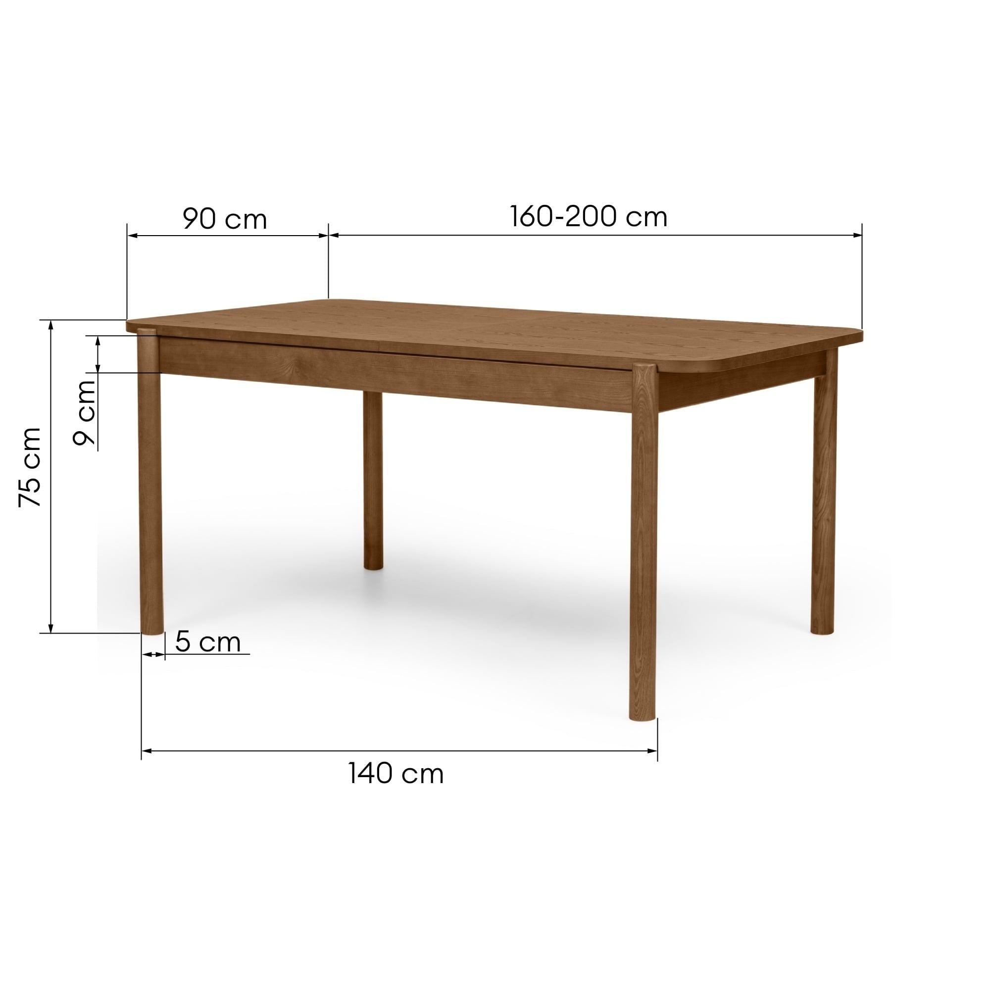 Extendable dining table GARNET, brown, 160-200 cm