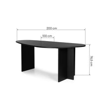 Valgomojo stalas ZENOVA 200 cm, juodas/medienos struktūra