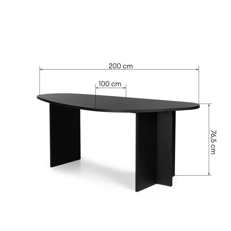 Valgomojo stalas ZENOVA 200 cm, juodas/medienos struktūra
