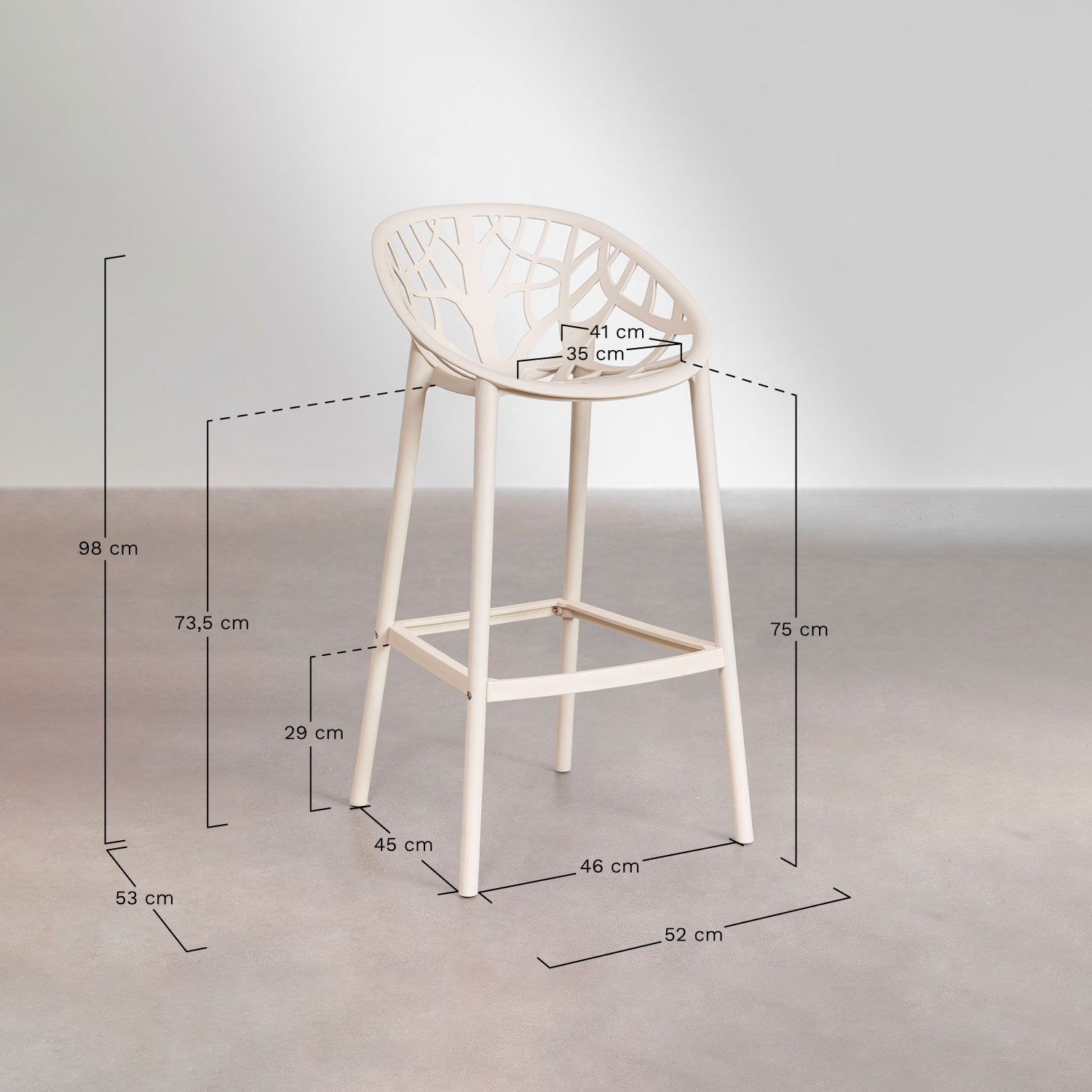 Bar stool MEKANO, black, 75 cm