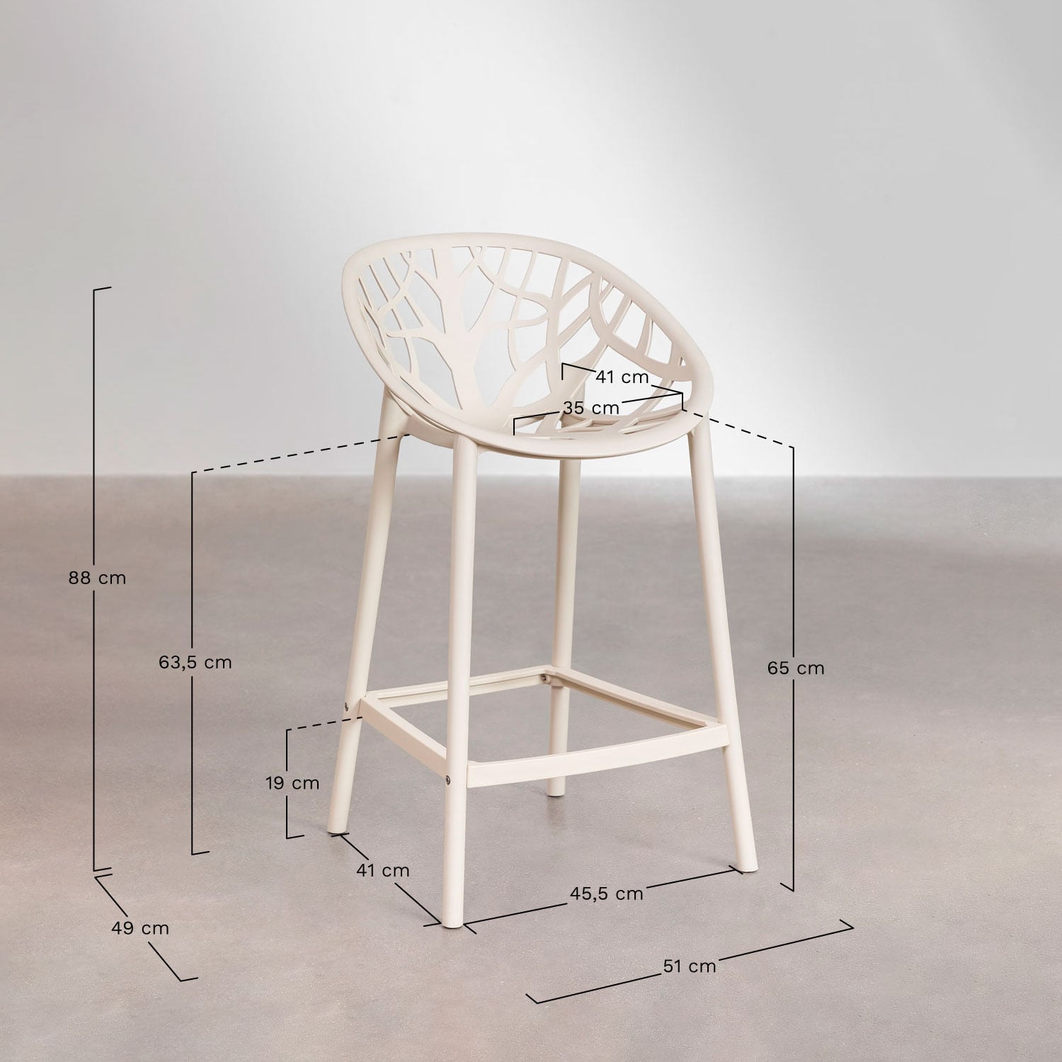 Bar stool MEKANO, white, 65 cm