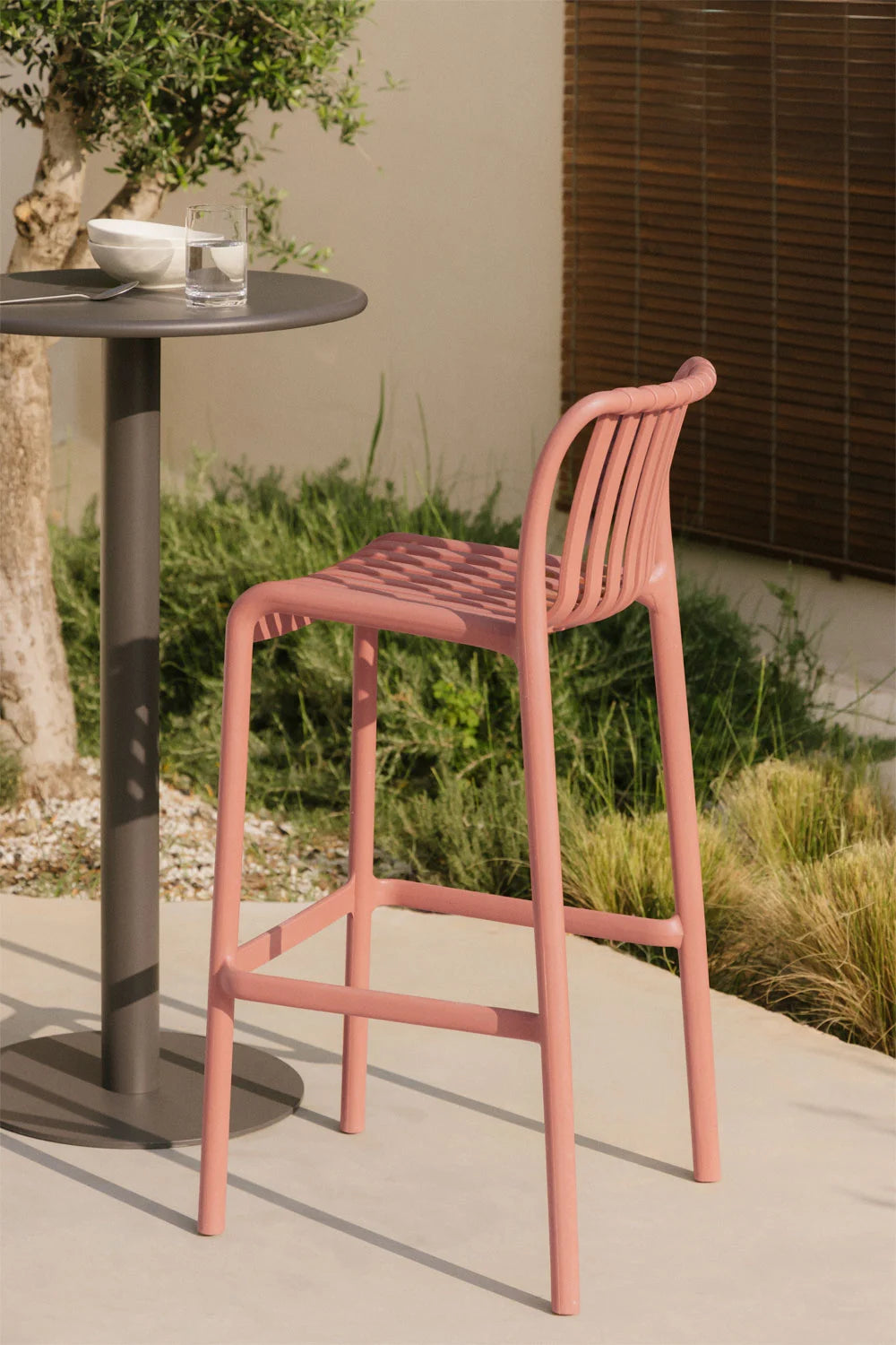 WENDELL high outdoor chair, terracotta, 75 cm
