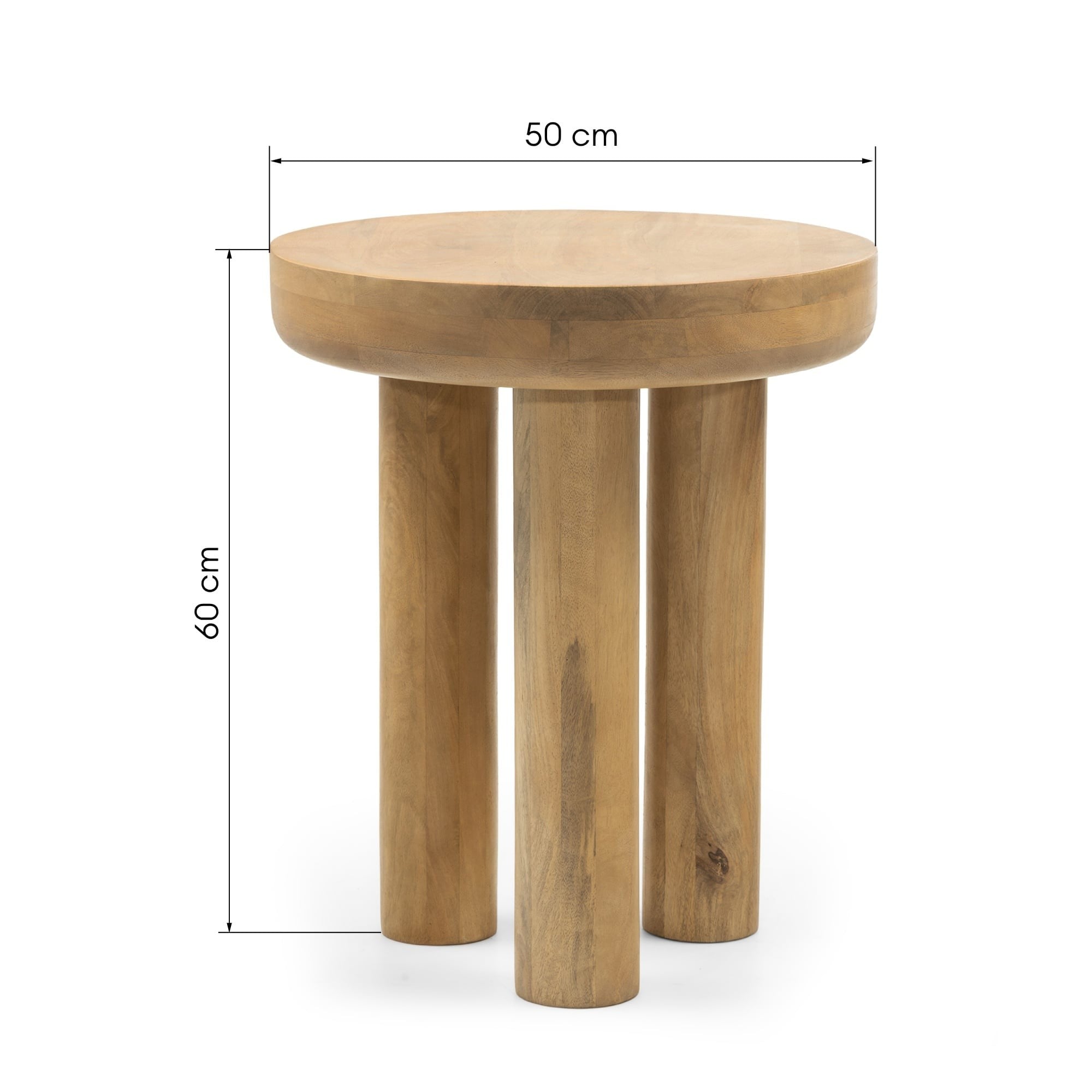 Side table LAURE, mango wood, sand, 50 cm
