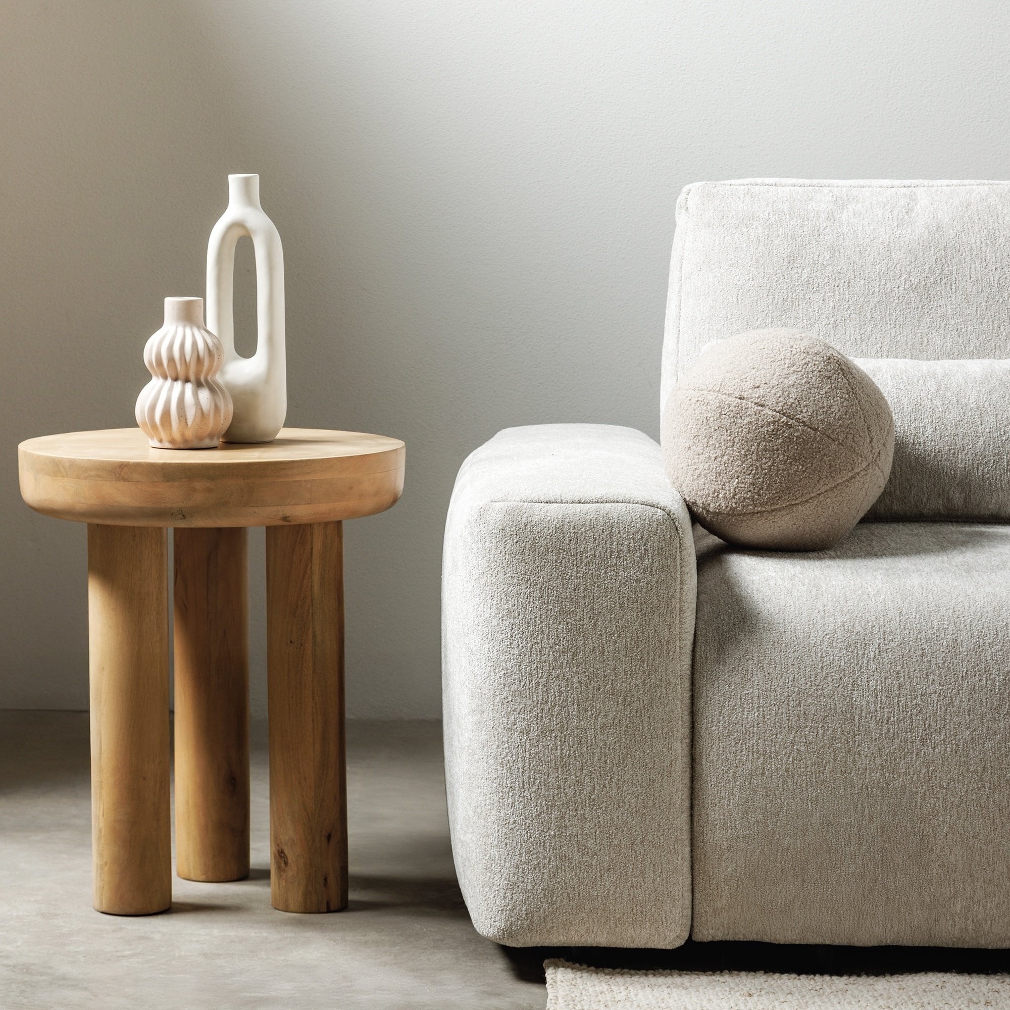 Side table LAURE, mango wood, sand, 50 cm