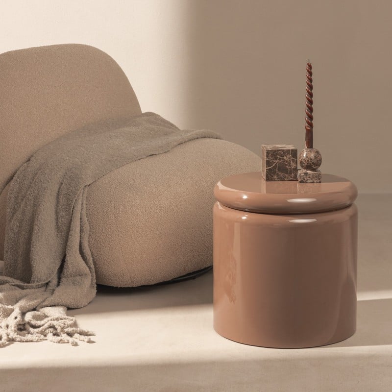 Šoninis staliukas LUNETTA 40 cm, šviesiai rudas/moka