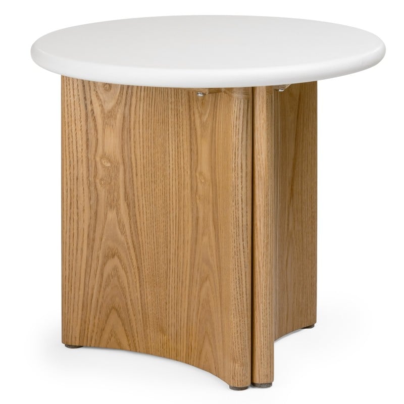 Šoninis staliukas MARLENA II 50 cm, kreminis/ąžuolas