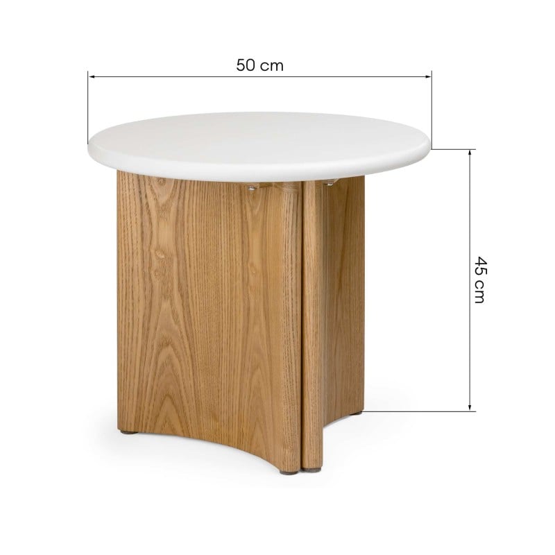Šoninis staliukas MARLENA II 50 cm, kreminis/ąžuolas