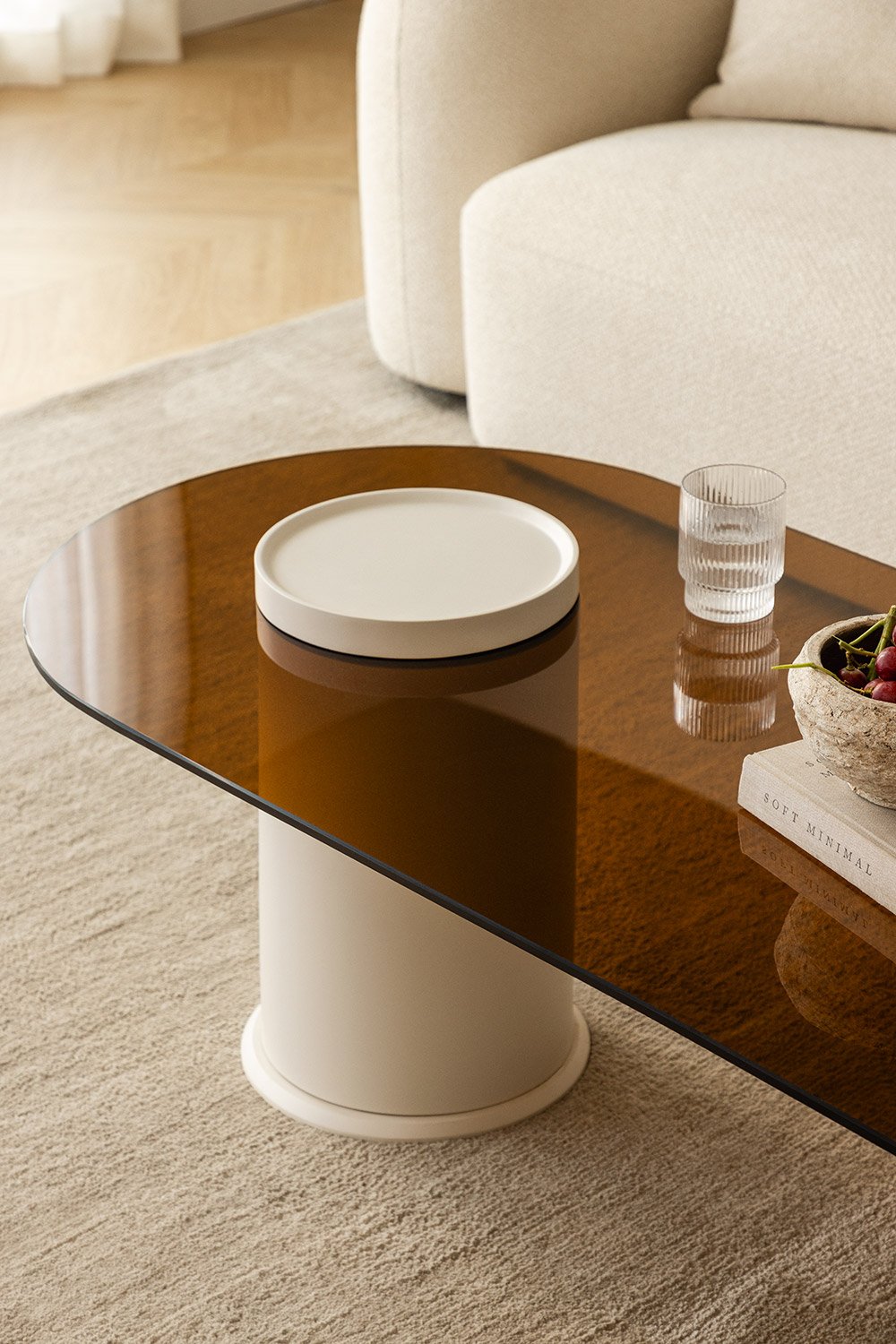 Kavos staliukas SKESU, grūdintas stiklas ir MDF