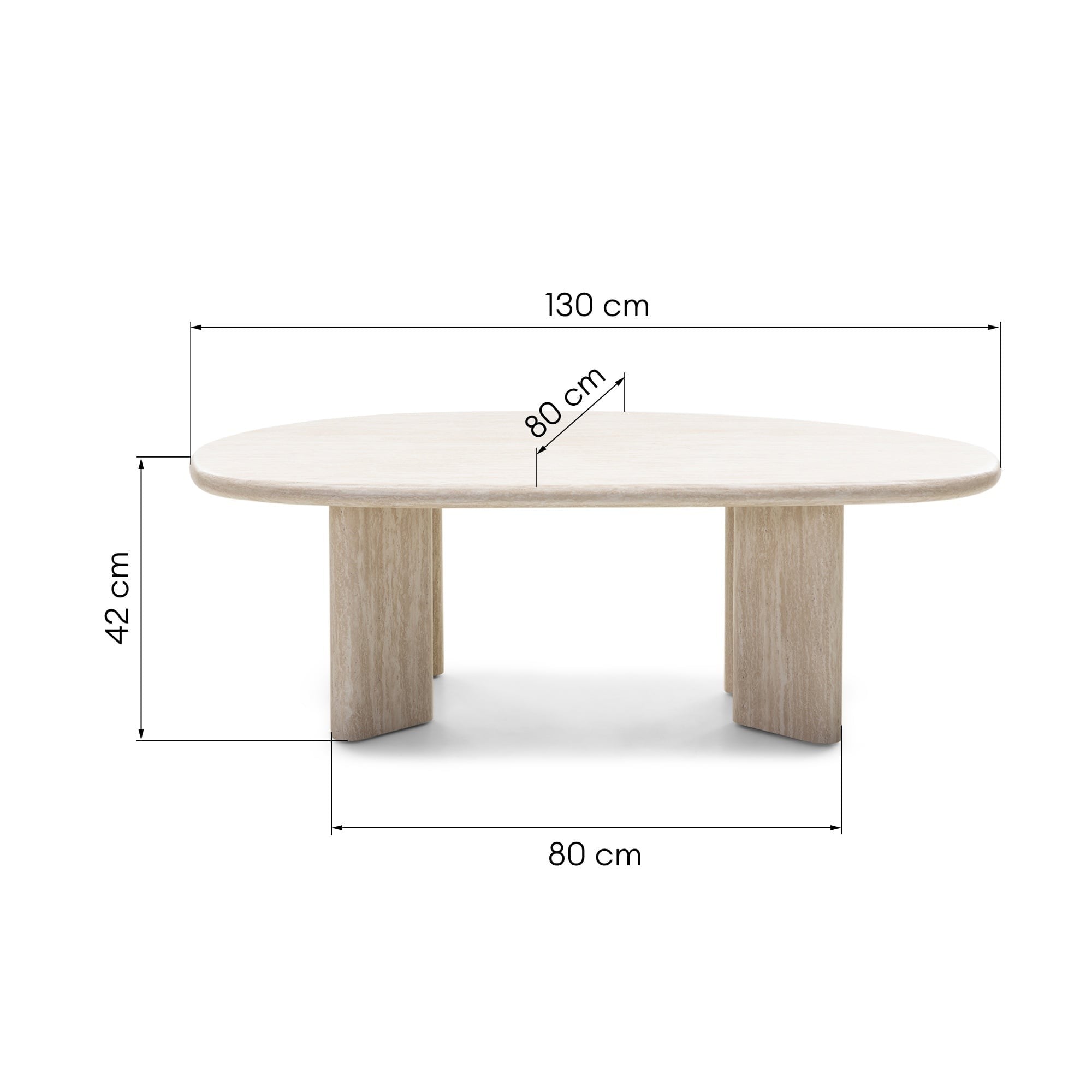 Kafijas galdiņš CARMIN, travertīna imitācija, 130 cm