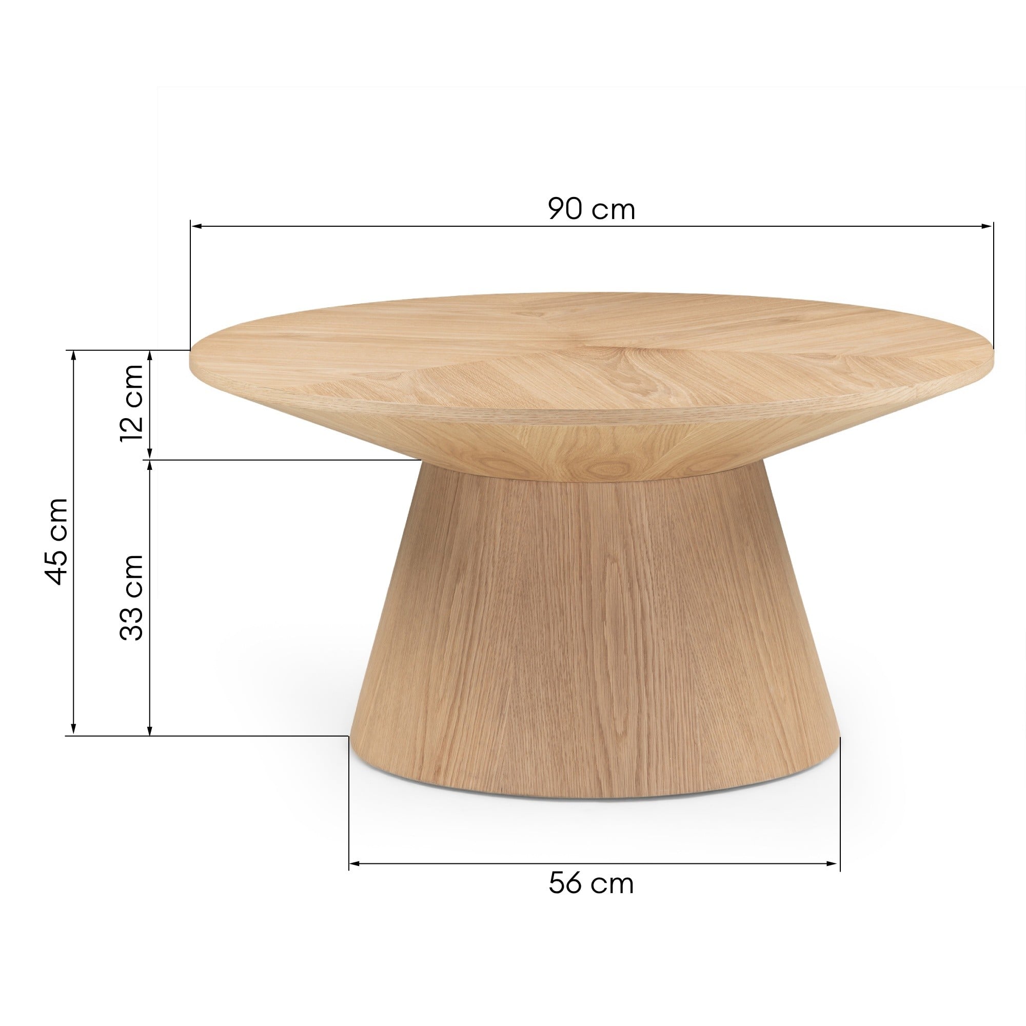 Coffee table DARNEL, oak veneer, 90 cm