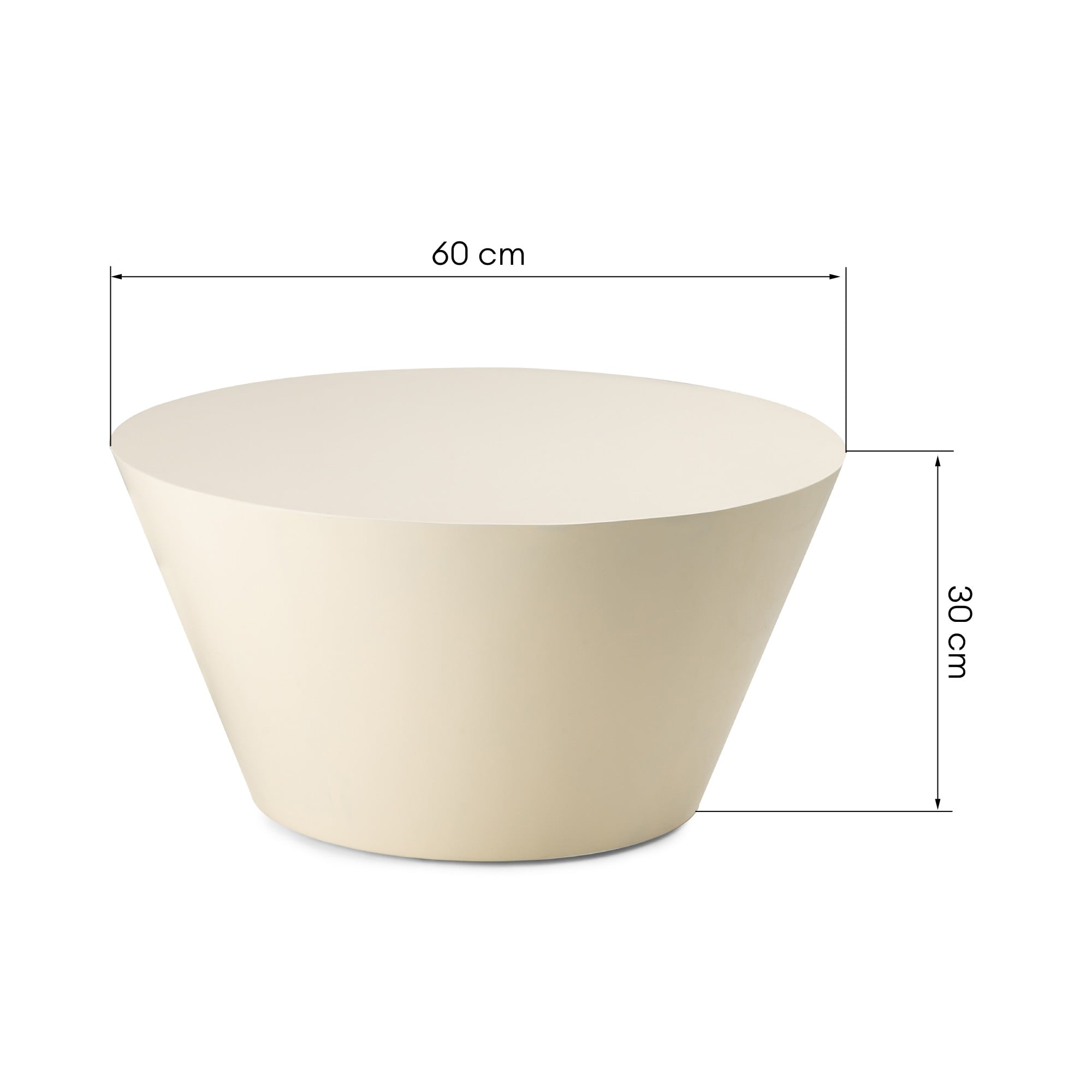Coffee table DERAIN, cream white, high gloss, 60 cm