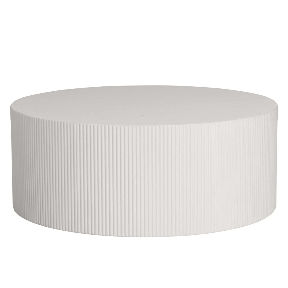 Coffee table DONJON, grey beige, grooved, 90 cm