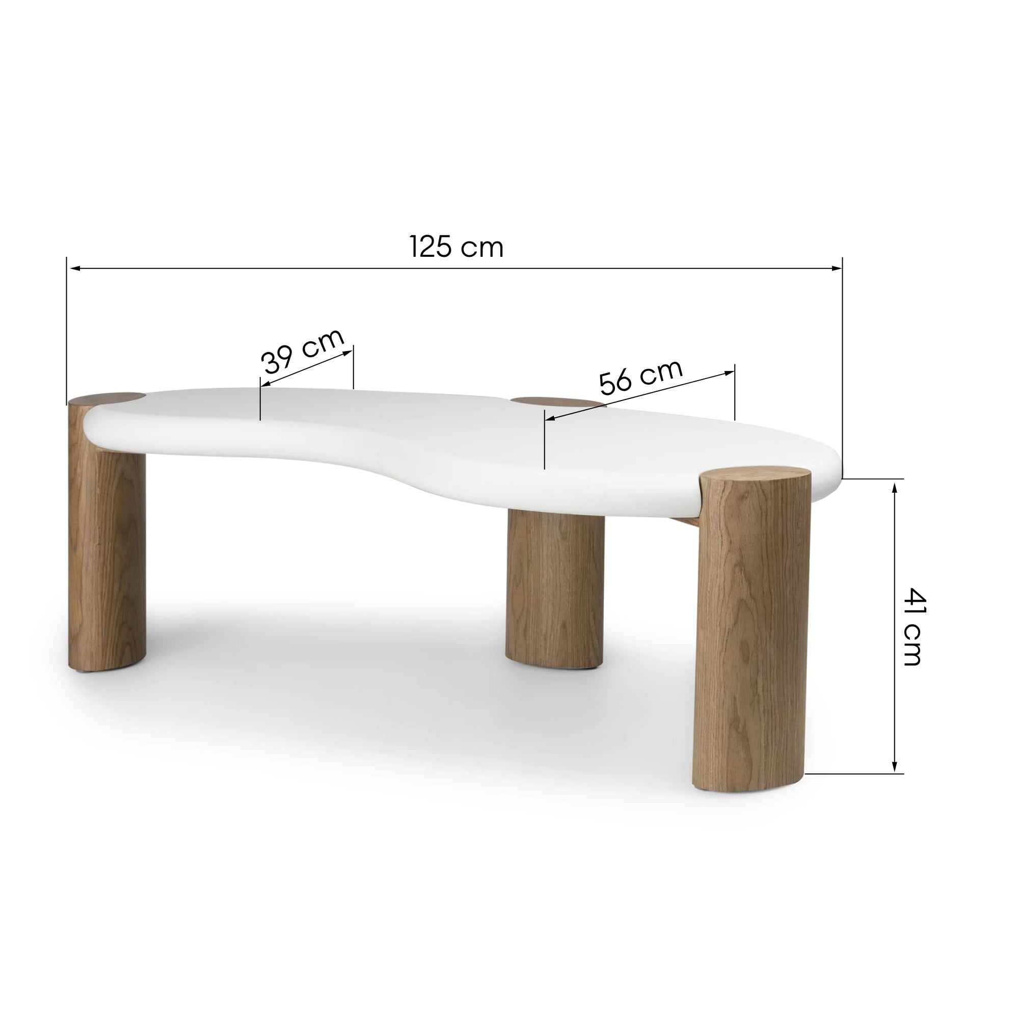 Kavos staliukas EMERIC, baltas/orehas, organinis, 125 cm