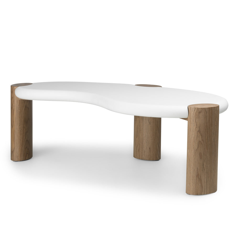 Coffee Table EMERIC, white/walnut, organic, 125 cm