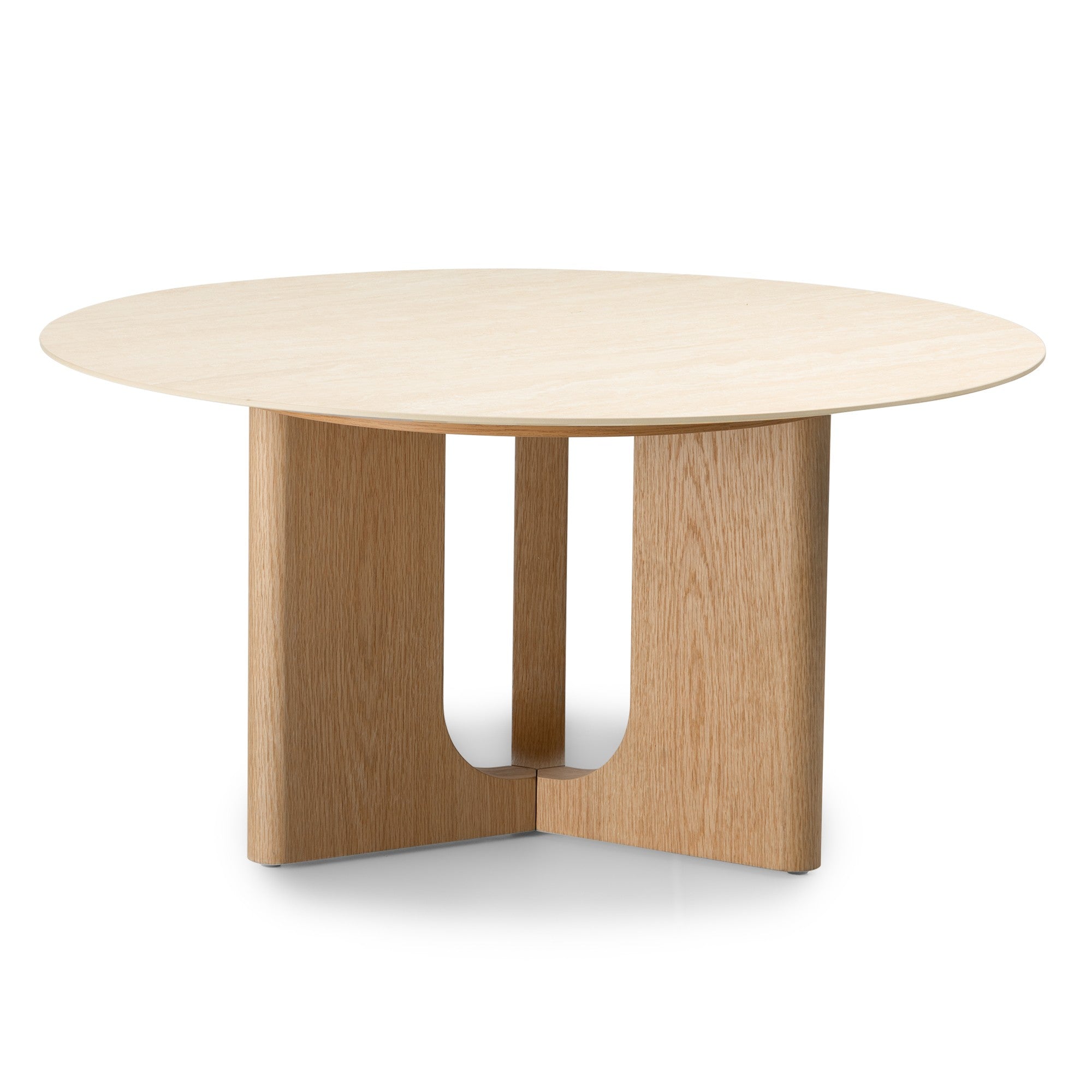 Kavos staliukas HELICE, spiek travertinas/ąžuolas, 90 cm