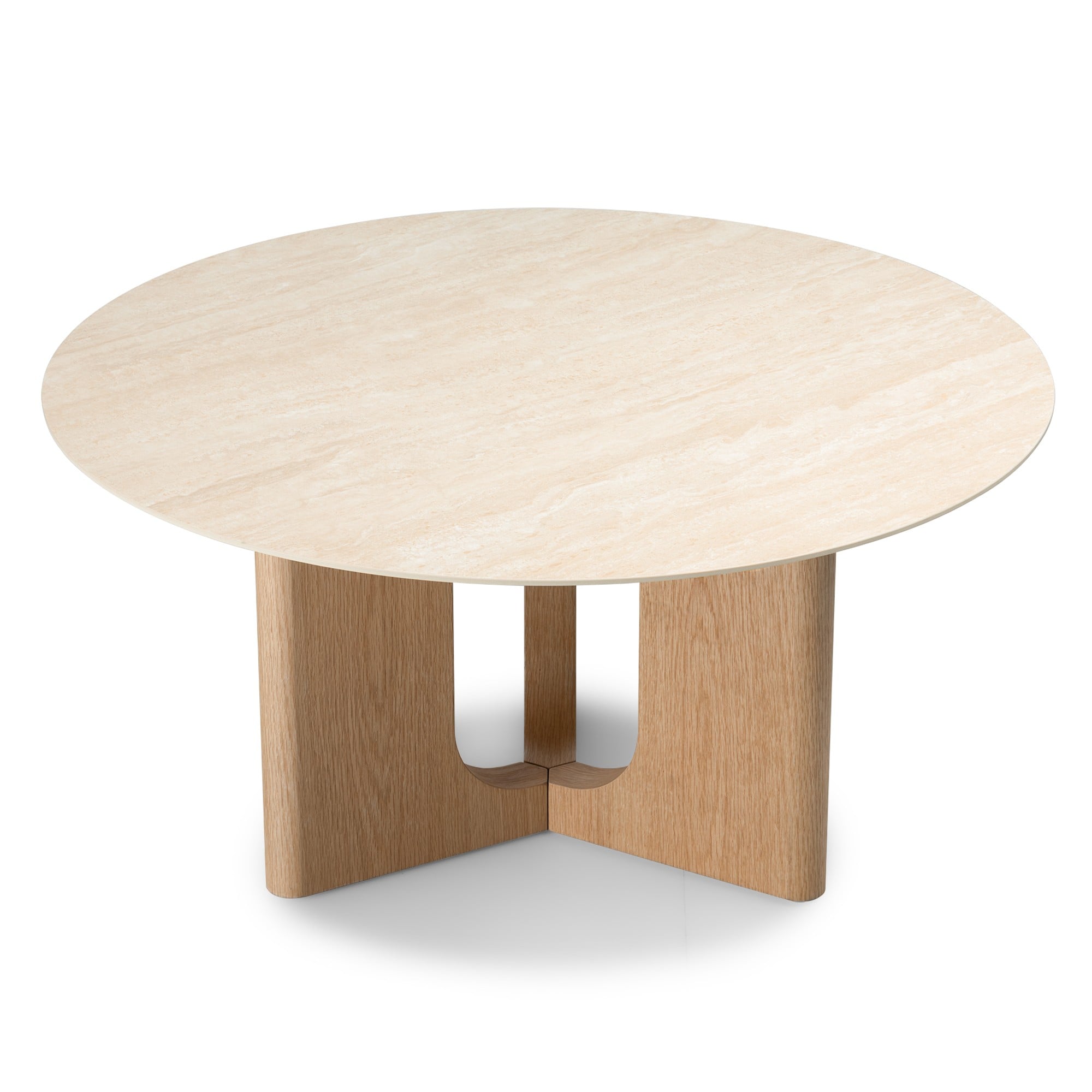 Kavos staliukas HELICE, spiek travertinas/ąžuolas, 90 cm