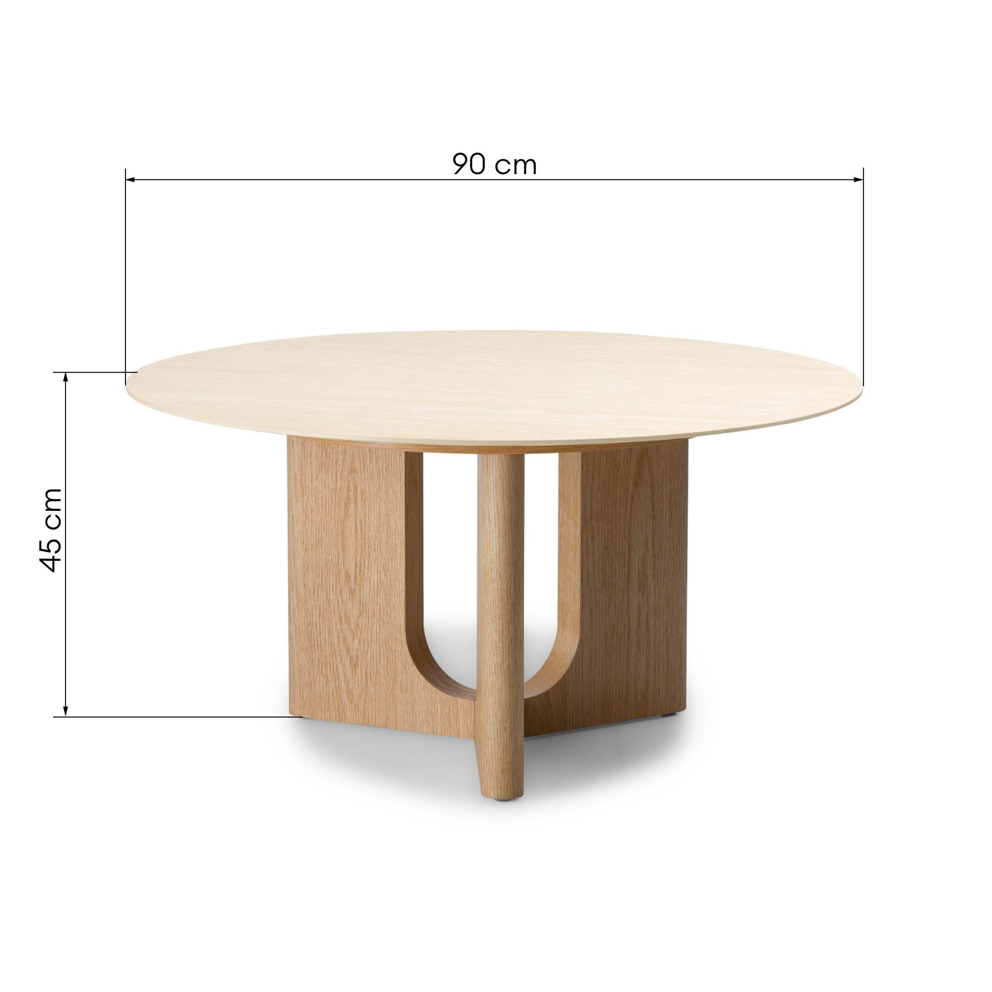 Kavos staliukas HELICE, spiek travertinas/ąžuolas, 90 cm