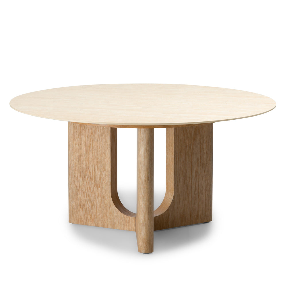 Coffee table HELICE, sintered travertine/oak, 90 cm