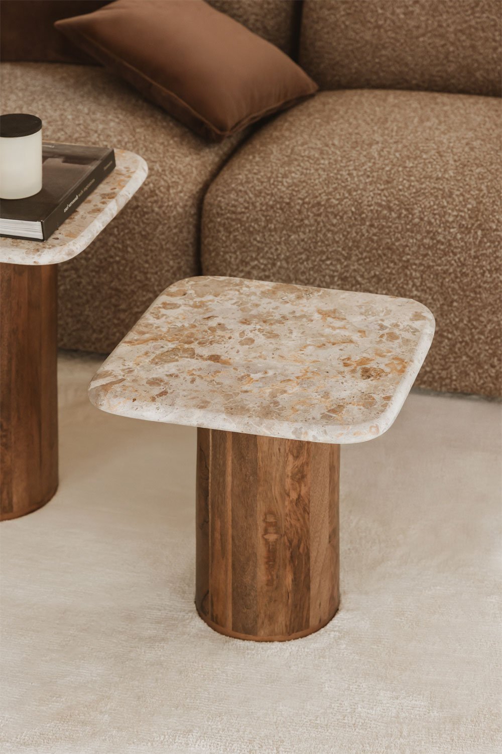 Kvadratinis kavos staliukas MRUERVAME, marmuras