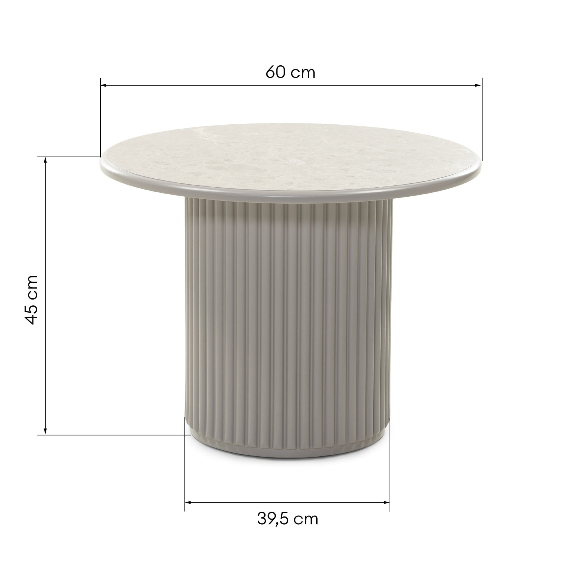 Kavos staliukas LEMON, lamelės, marmuras, pilkas, 60 cm