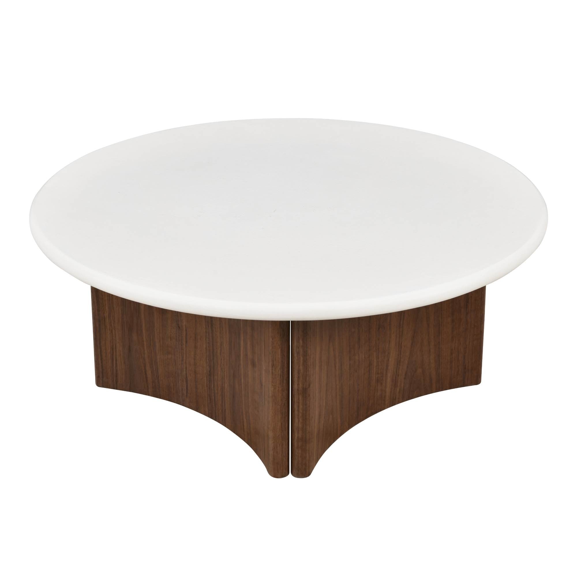 Coffee table MARINE, microfiber, cream/walnut