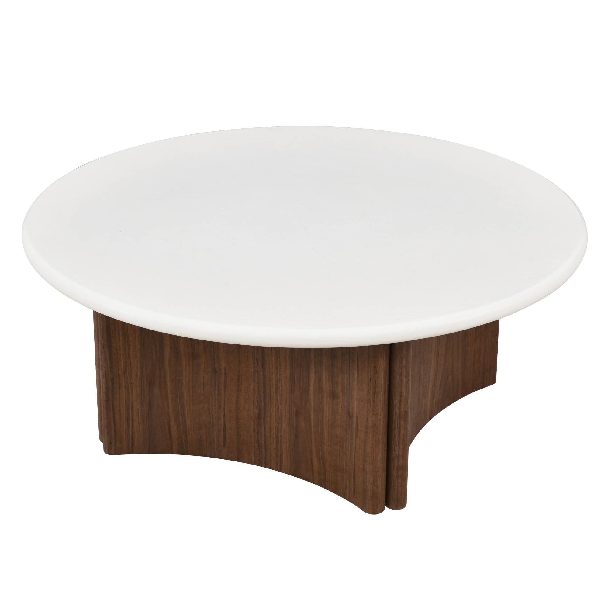 Coffee table MARINE, microfiber, cream/walnut