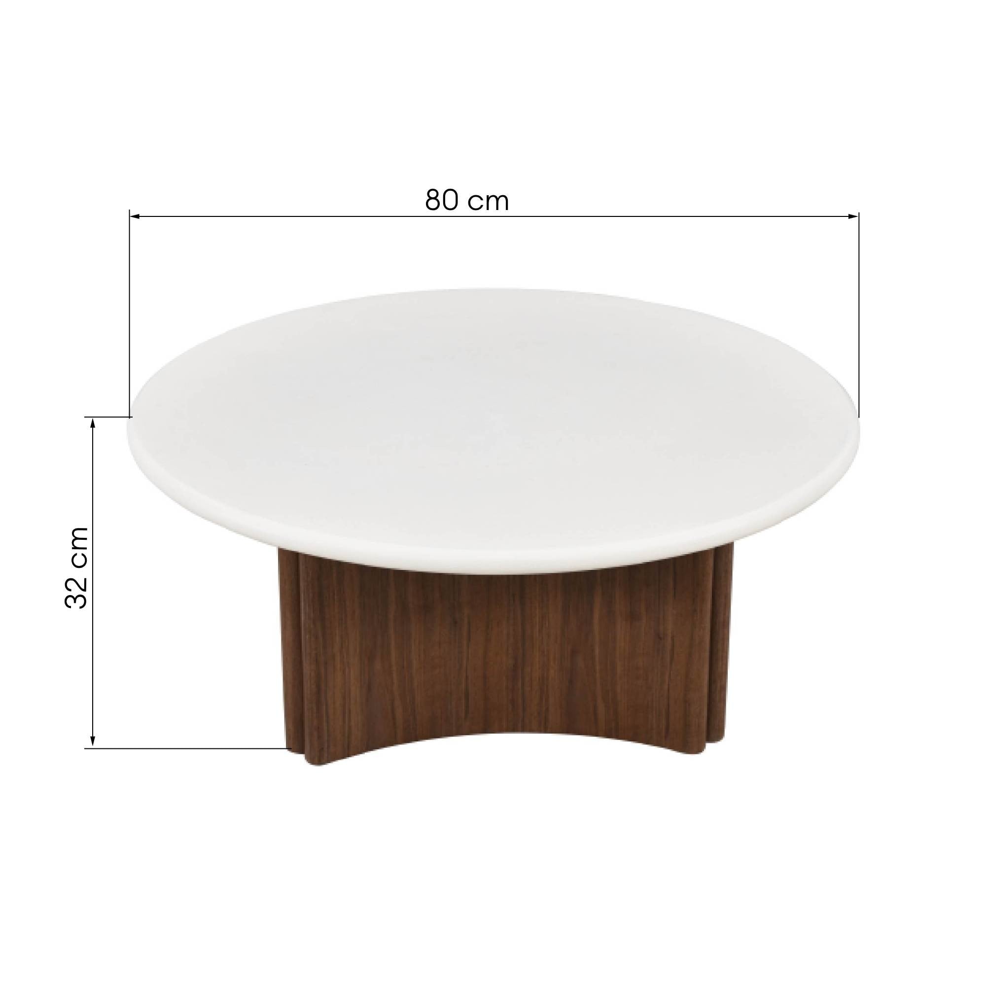 Coffee table MARINE, microfiber, cream/walnut