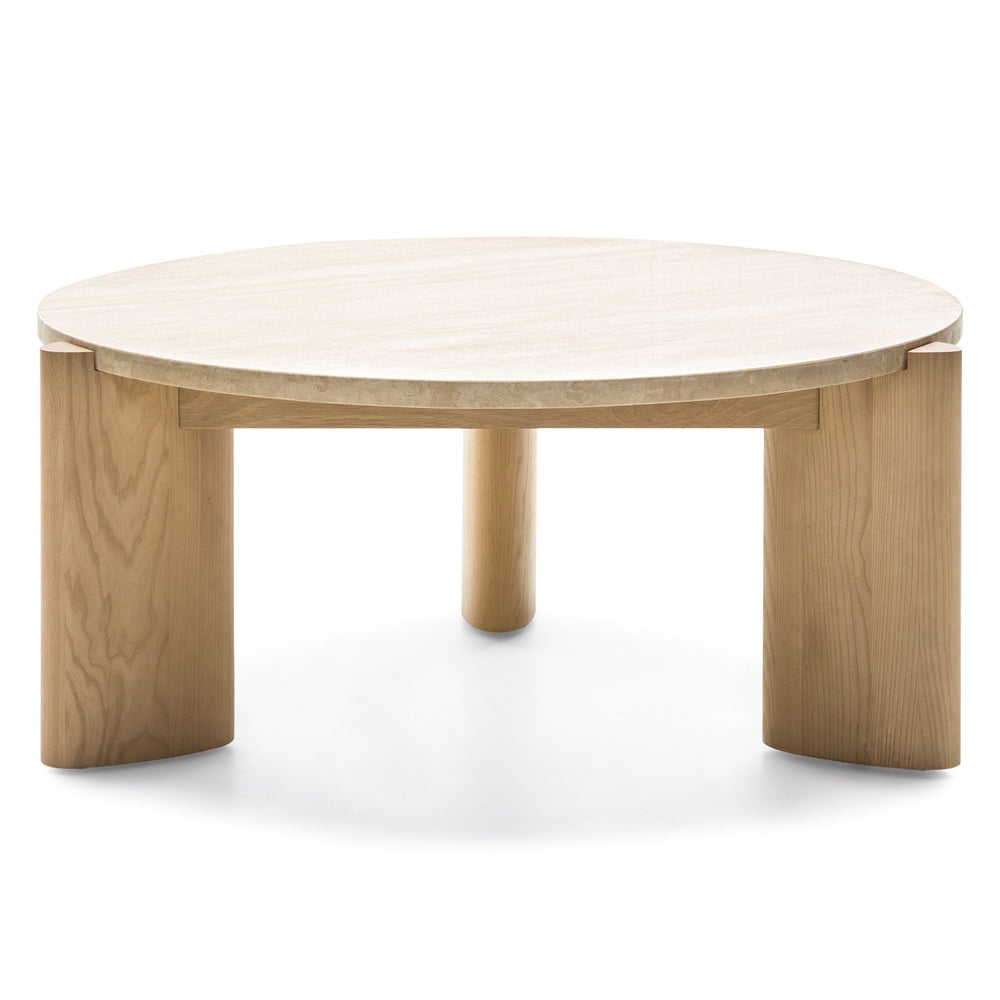 Coffee table MELIOR, travertine/ash, 90 cm