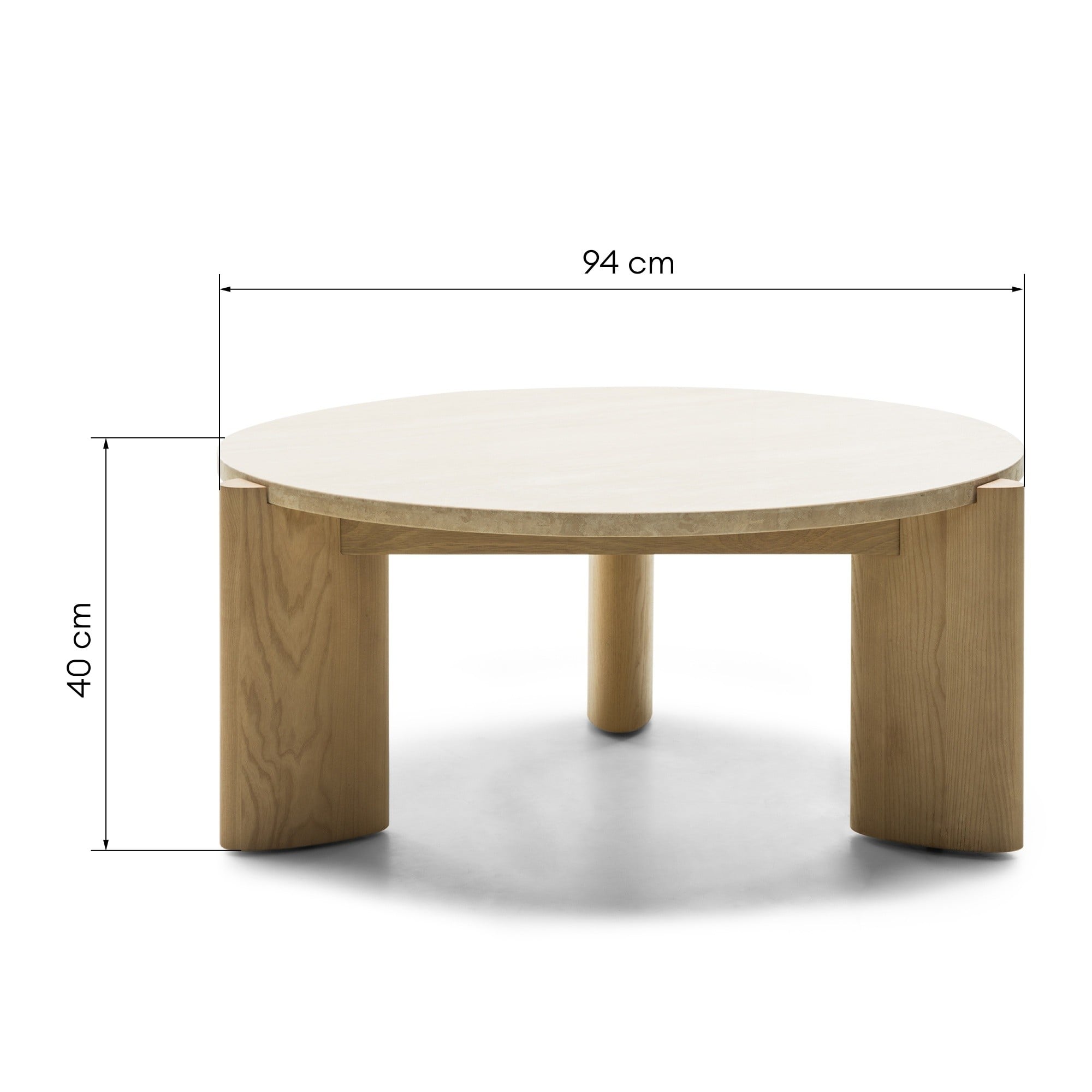 Kafijas galdiņš MELIOR, travertīns/osnis, 90 cm